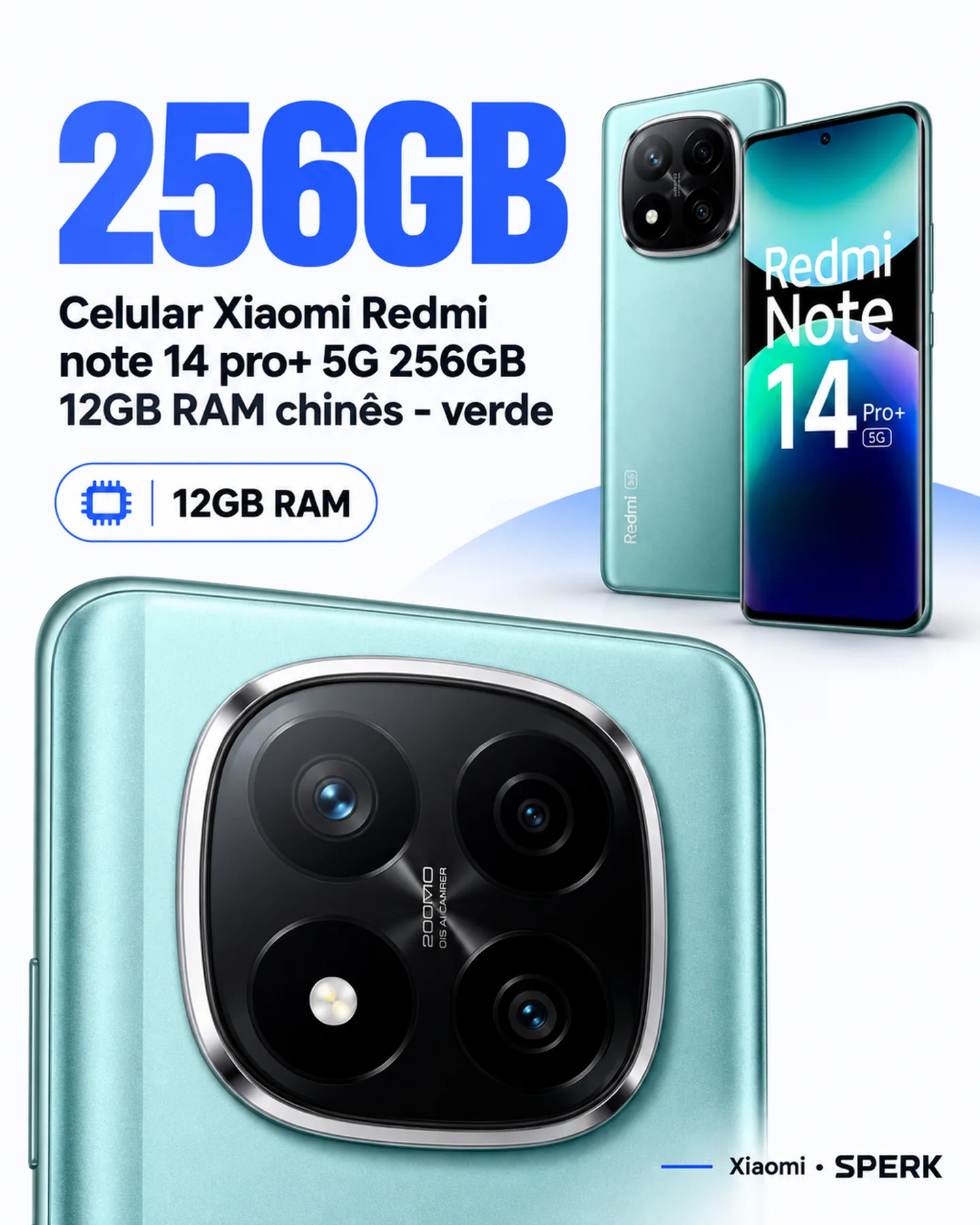 Celular Xiaomi Redmi note 14 pro+ 5G 256GB 12GB RAM chinês - verde — painel 2