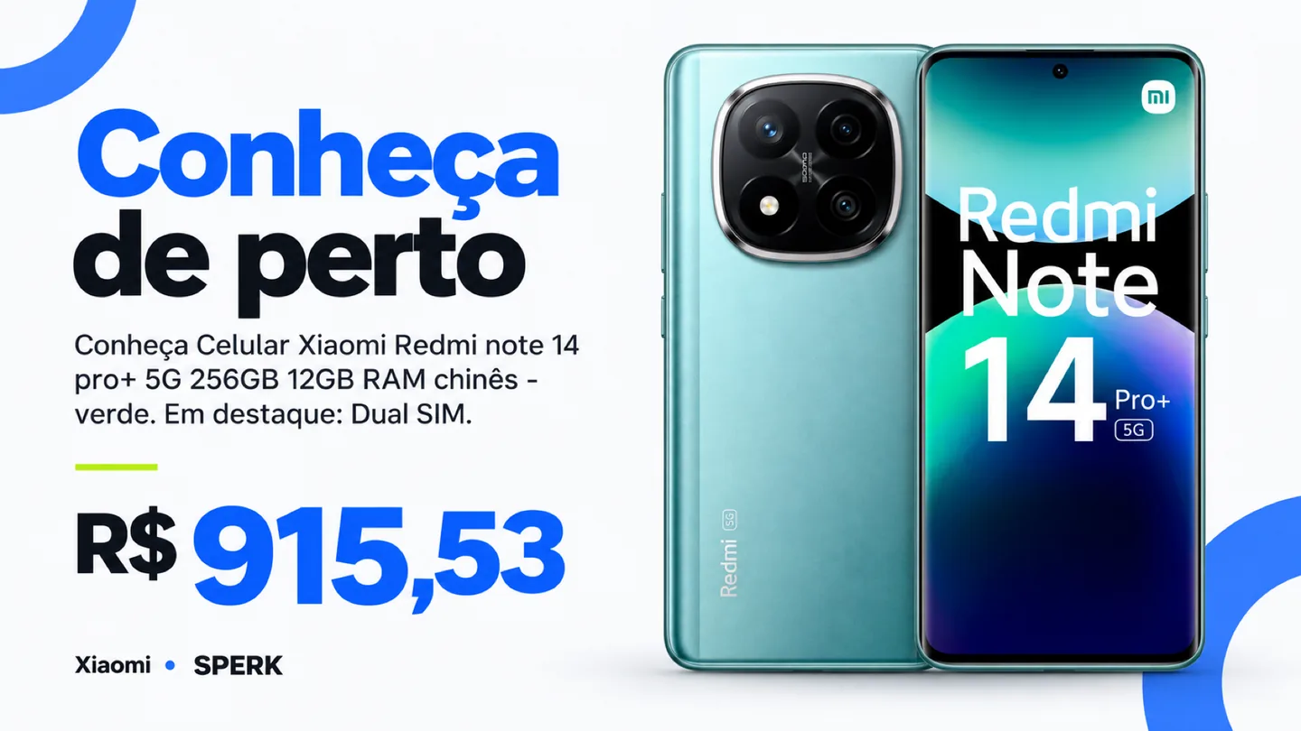 Celular Xiaomi Redmi note 14 pro+ 5G 256GB 12GB RAM chinês - verde — heroi descricao