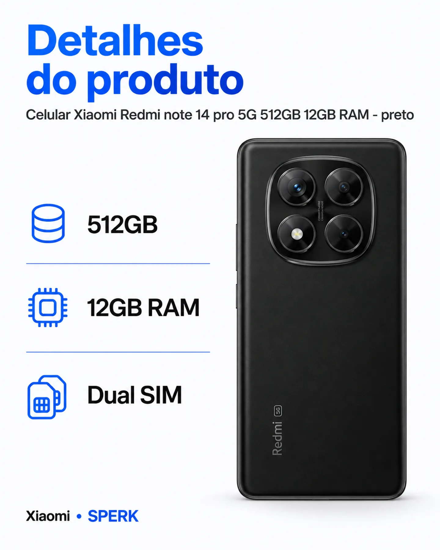 Celular Xiaomi Redmi note 14 pro 5G 512GB 12GB RAM - preto — painel 4
