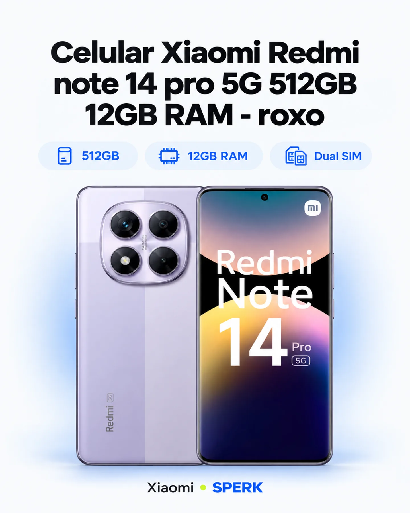 Celular Xiaomi Redmi note 14 pro 5G 512GB 12GB RAM - roxo — painel 1