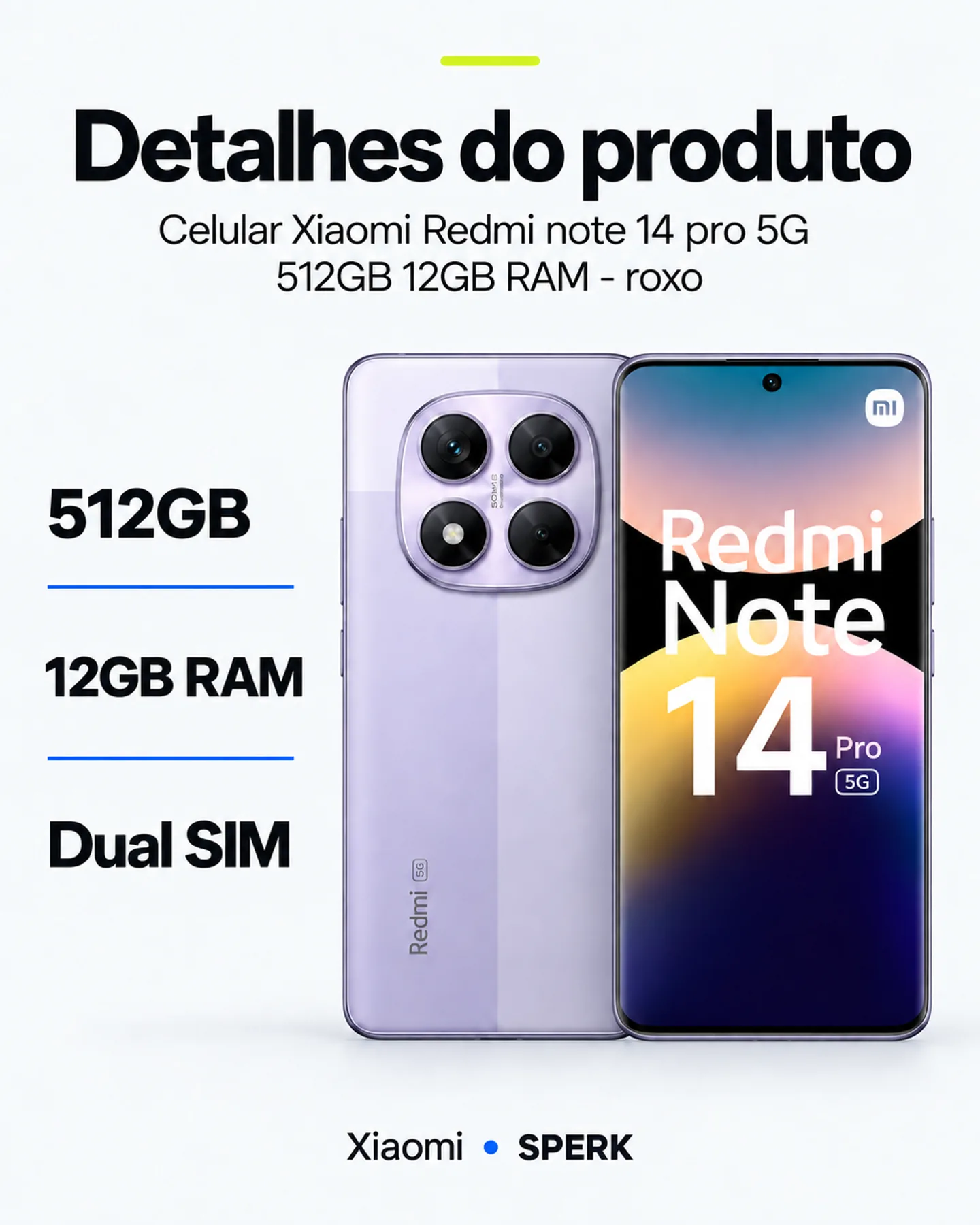 Celular Xiaomi Redmi note 14 pro 5G 512GB 12GB RAM - roxo — painel 4