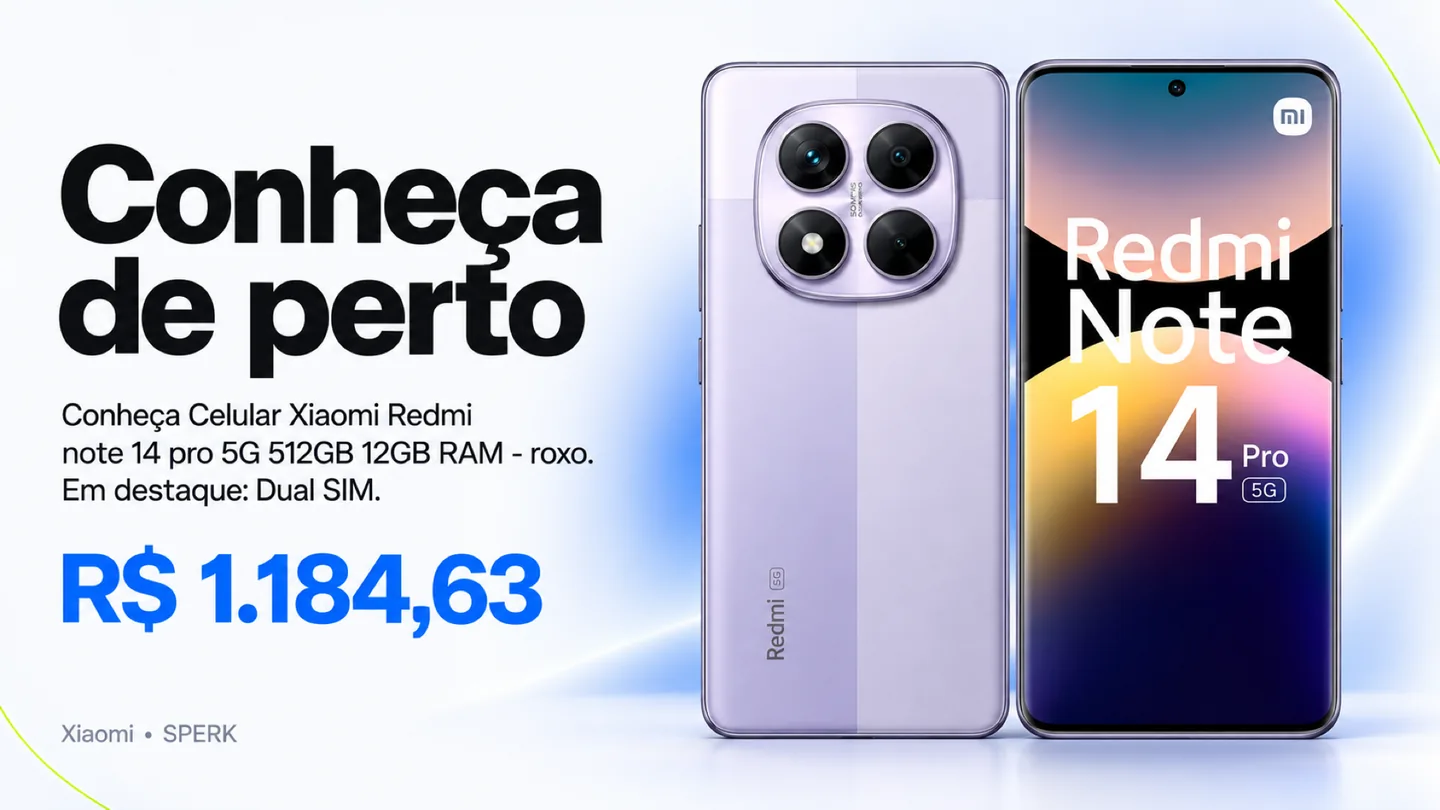 Celular Xiaomi Redmi note 14 pro 5G 512GB 12GB RAM - roxo — heroi descricao