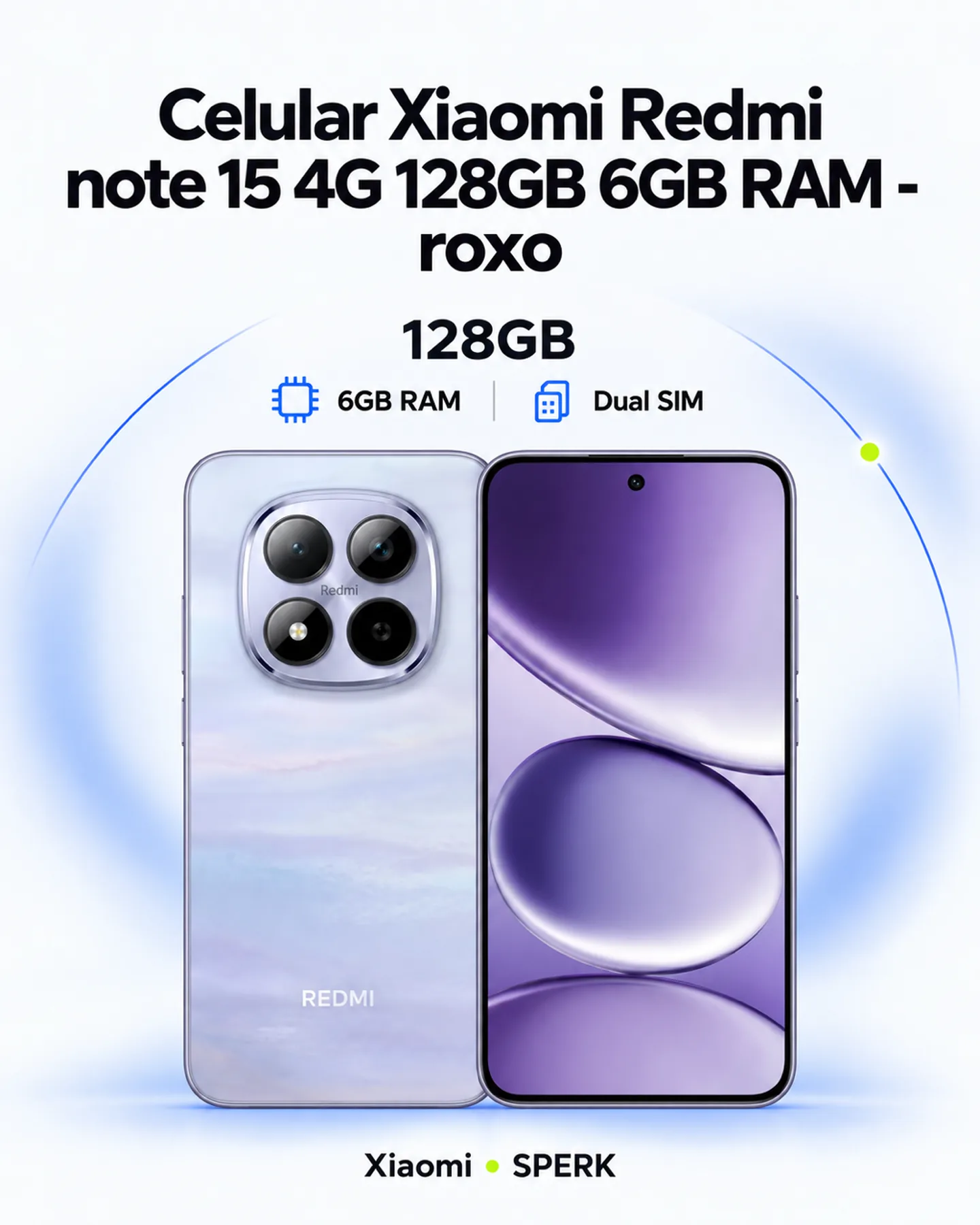 Celular Xiaomi Redmi note 15 4G 128GB 6GB RAM - roxo — painel 1