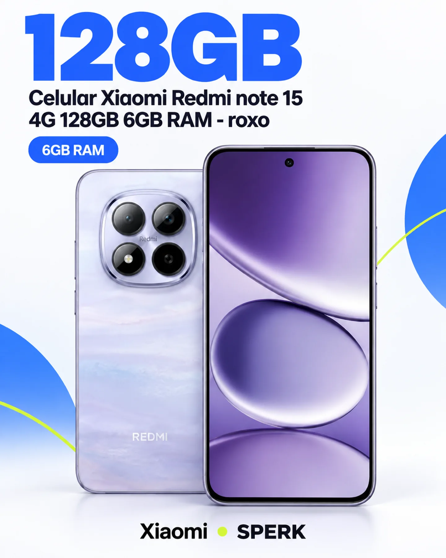 Celular Xiaomi Redmi note 15 4G 128GB 6GB RAM - roxo — painel 2