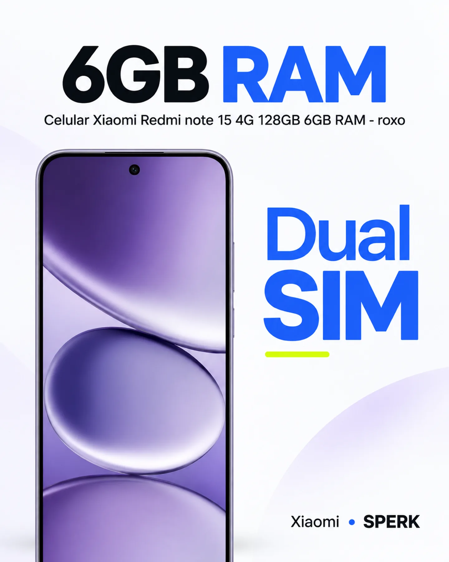 Celular Xiaomi Redmi note 15 4G 128GB 6GB RAM - roxo — painel 3