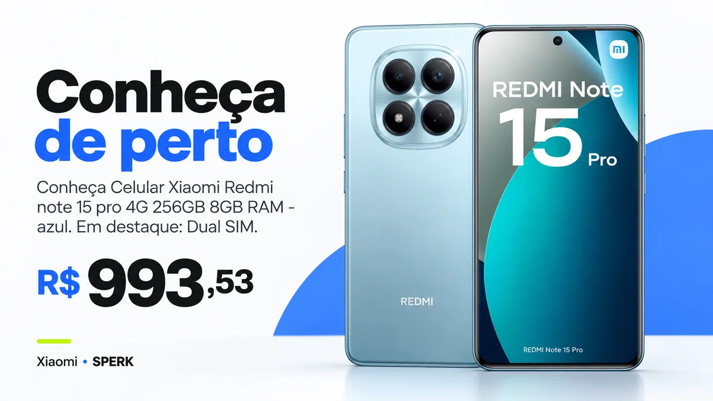 Celular Xiaomi Redmi note 15 pro 4G 256GB 8GB RAM - azul — heroi descricao