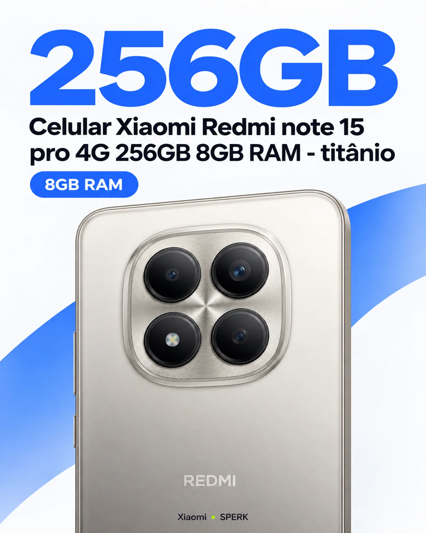 Celular Xiaomi Redmi note 15 pro 4G 256GB 8GB RAM - titânio — painel 2