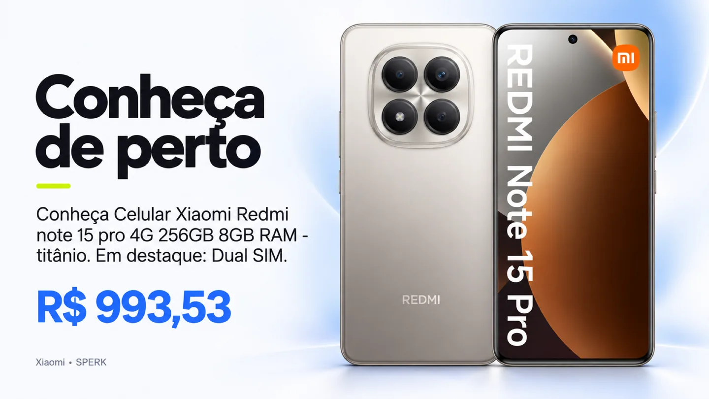 Celular Xiaomi Redmi note 15 pro 4G 256GB 8GB RAM - titânio — heroi descricao