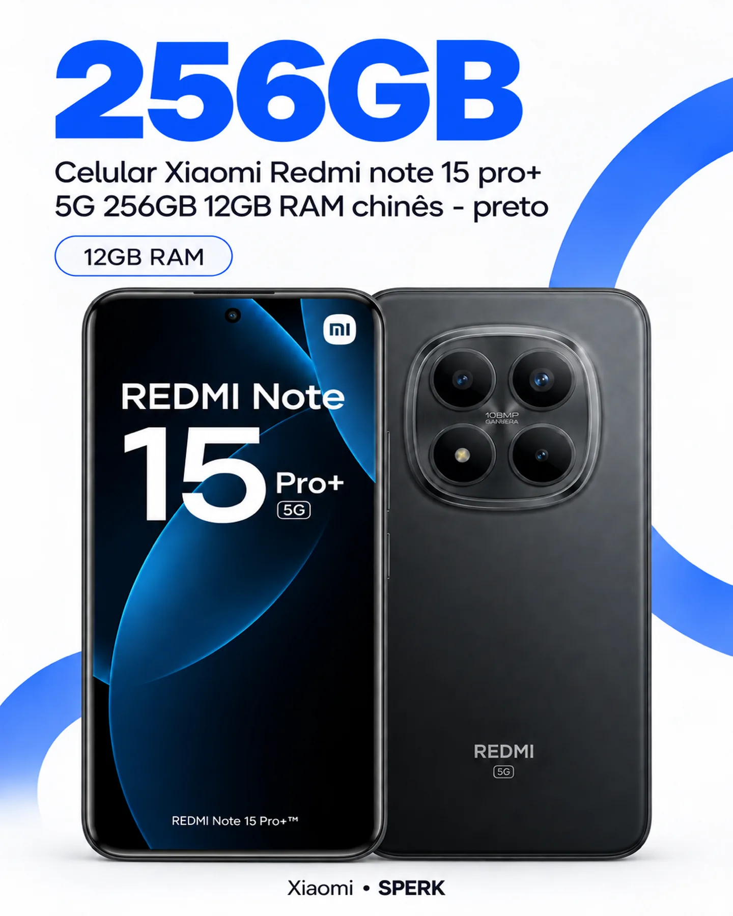 Celular Xiaomi Redmi note 15 pro+ 5G 256GB 12GB RAM chinês - preto — painel 2