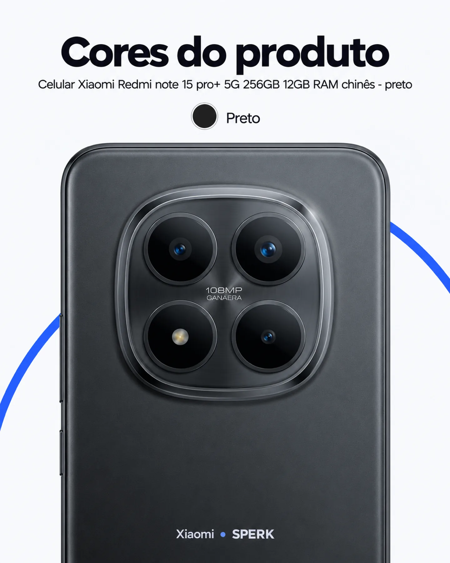 Celular Xiaomi Redmi note 15 pro+ 5G 256GB 12GB RAM chinês - preto — painel 5