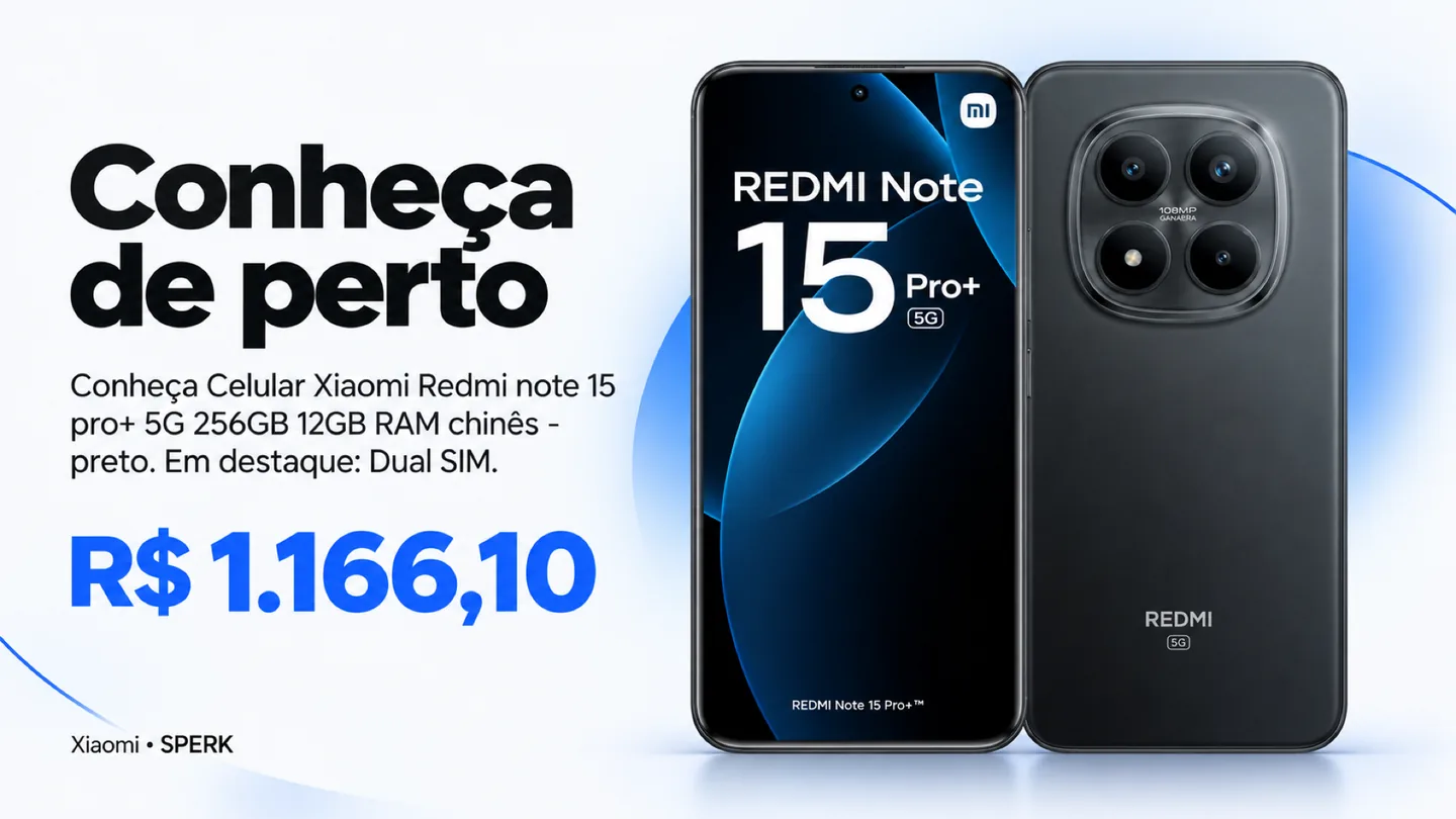 Celular Xiaomi Redmi note 15 pro+ 5G 256GB 12GB RAM chinês - preto — heroi descricao