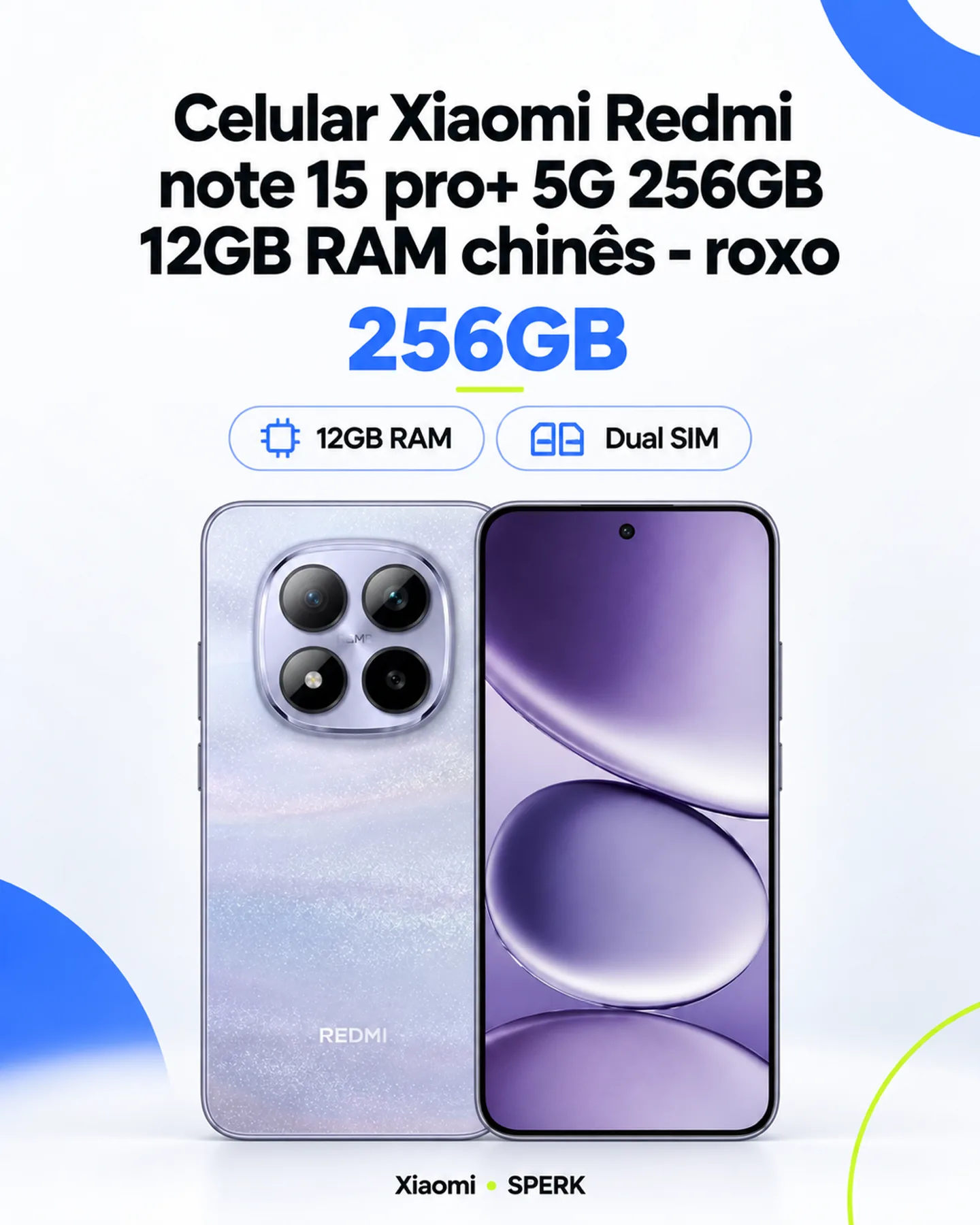Celular Xiaomi Redmi note 15 pro+ 5G 256GB 12GB RAM chinês - roxo — painel 1