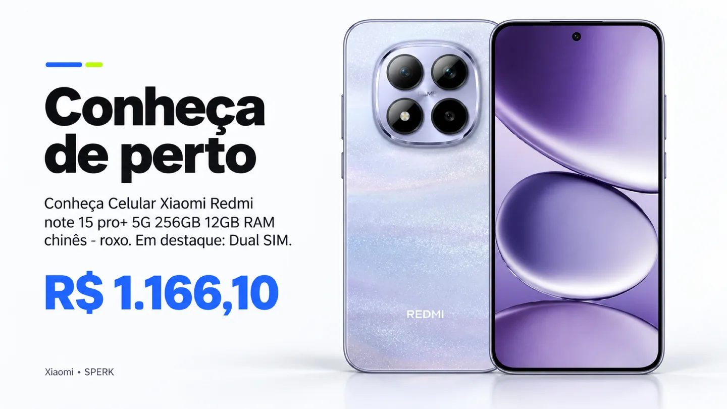 Celular Xiaomi Redmi note 15 pro+ 5G 256GB 12GB RAM chinês - roxo — heroi descricao
