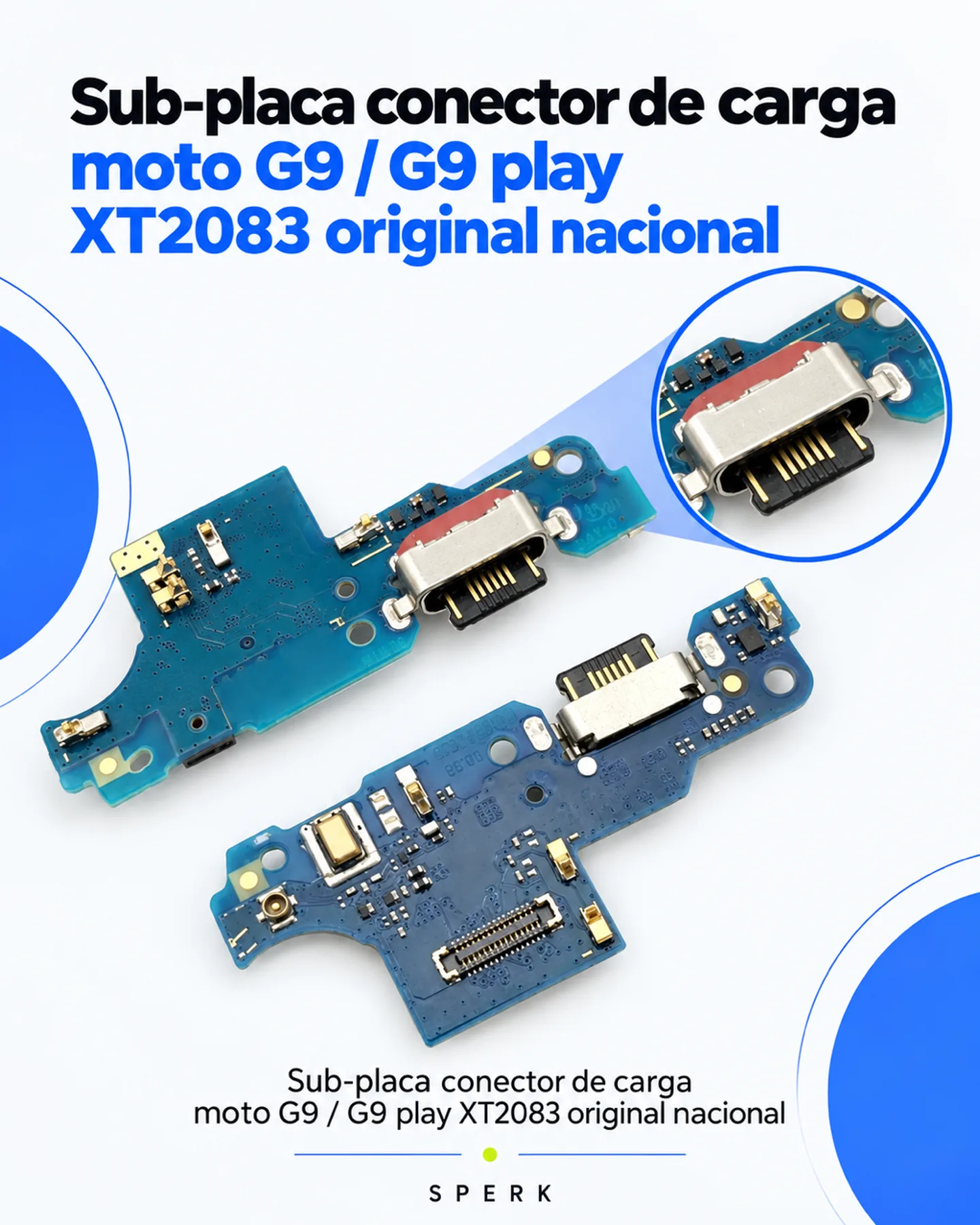Sub-placa conector de carga moto G9 / G9 play XT2083 original nacional — painel 2