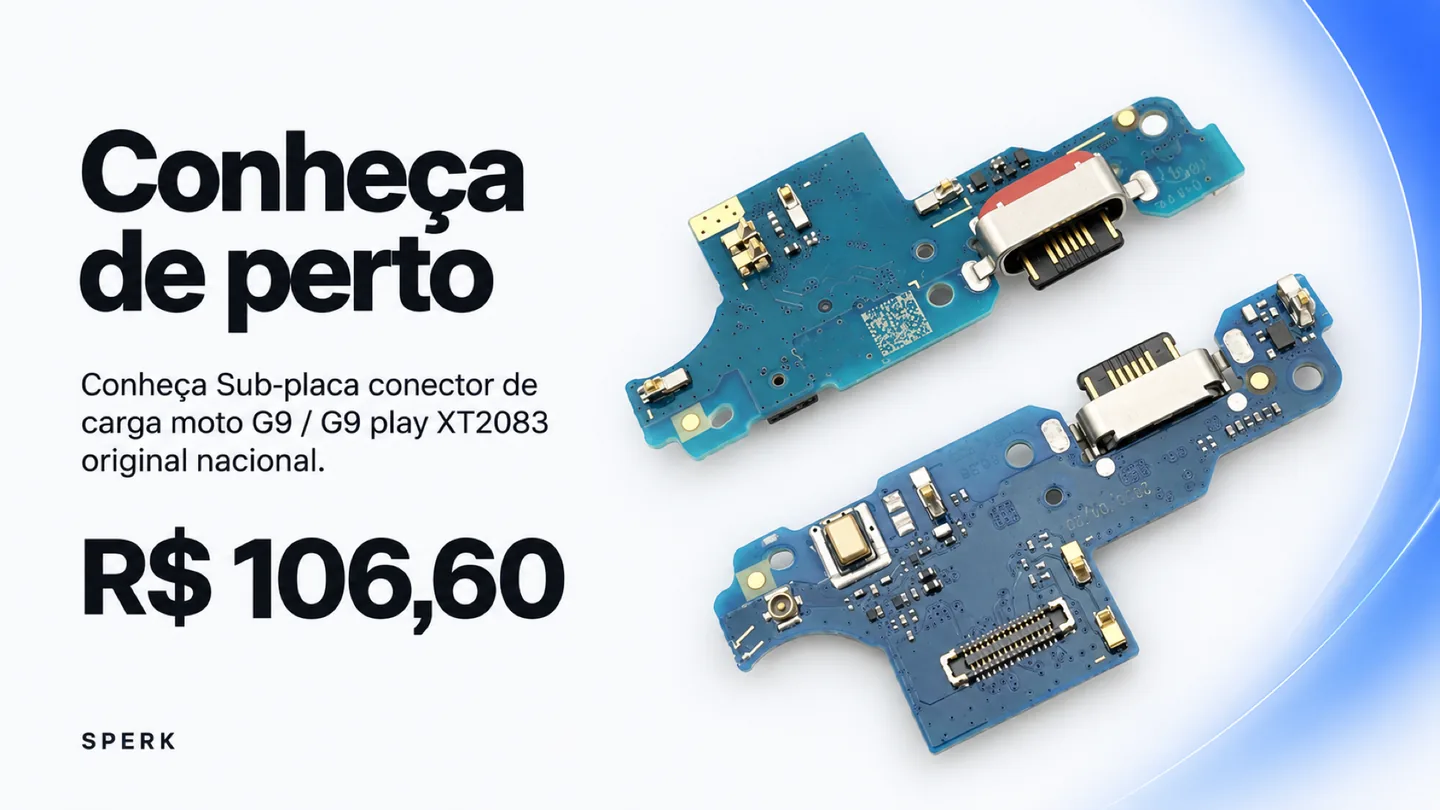 Sub-placa conector de carga moto G9 / G9 play XT2083 original nacional — heroi descricao