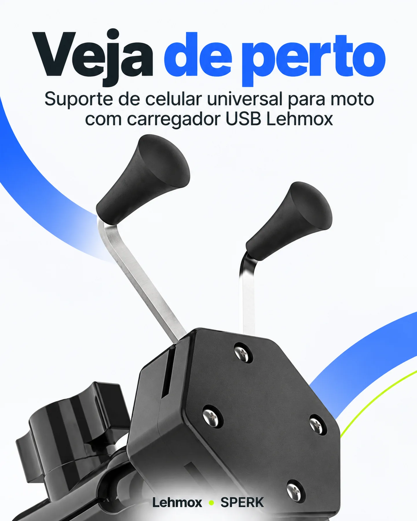 Suporte de celular universal para moto com carregador USB Lehmox — painel 3
