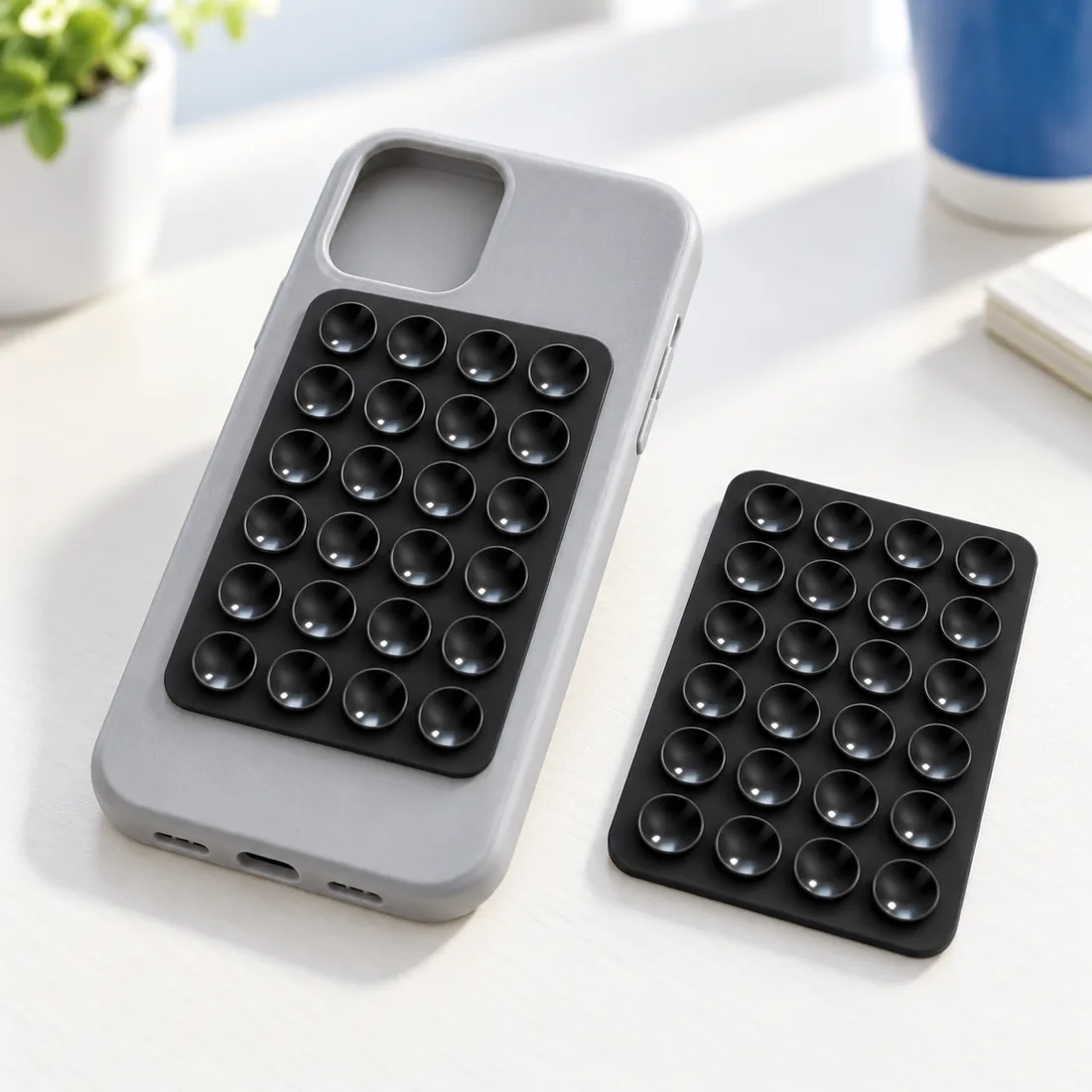 Suporte de silicone com ventosa para celular – com 2 — uso