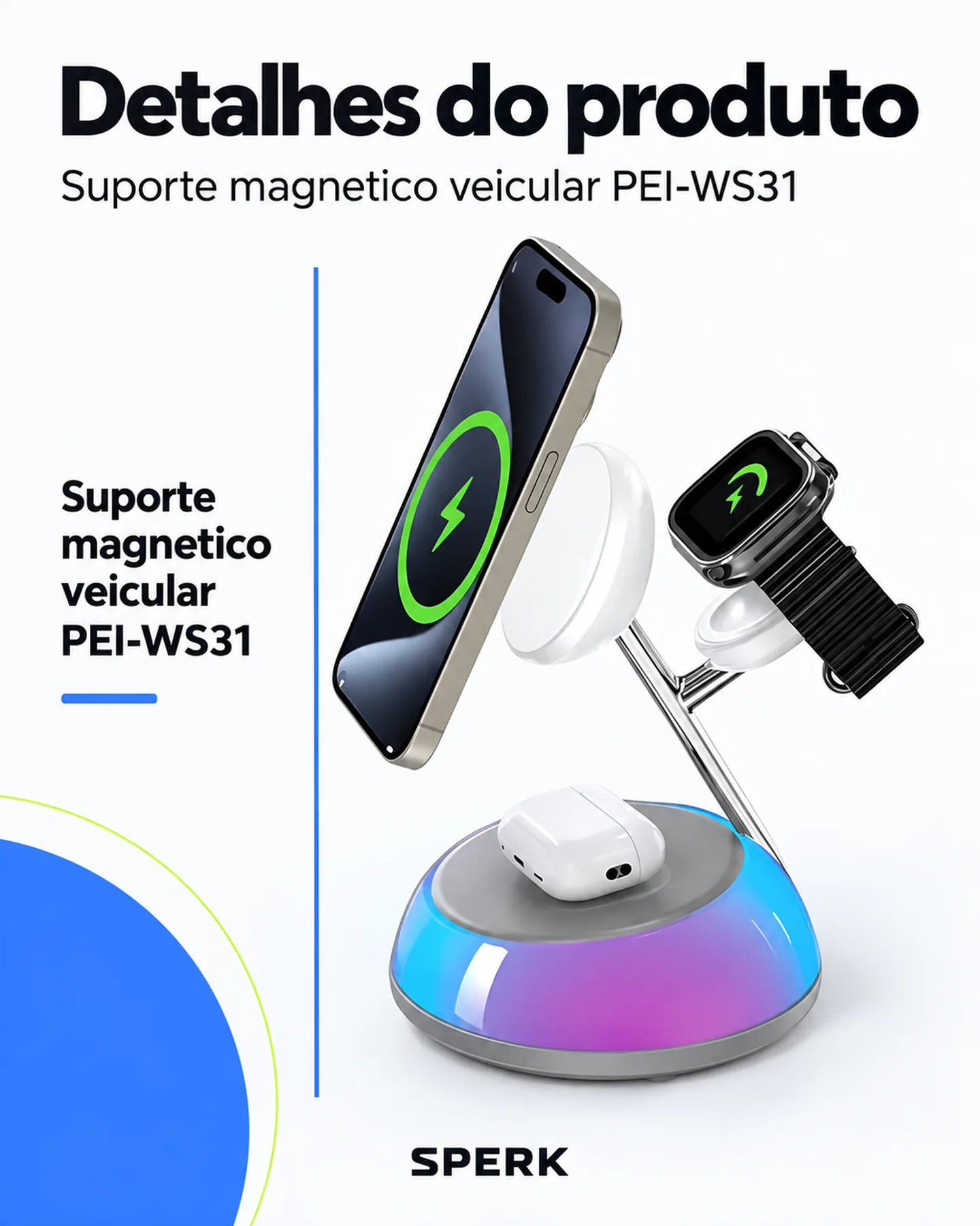 Suporte magnetico veicular PEI-WS31 — painel 4