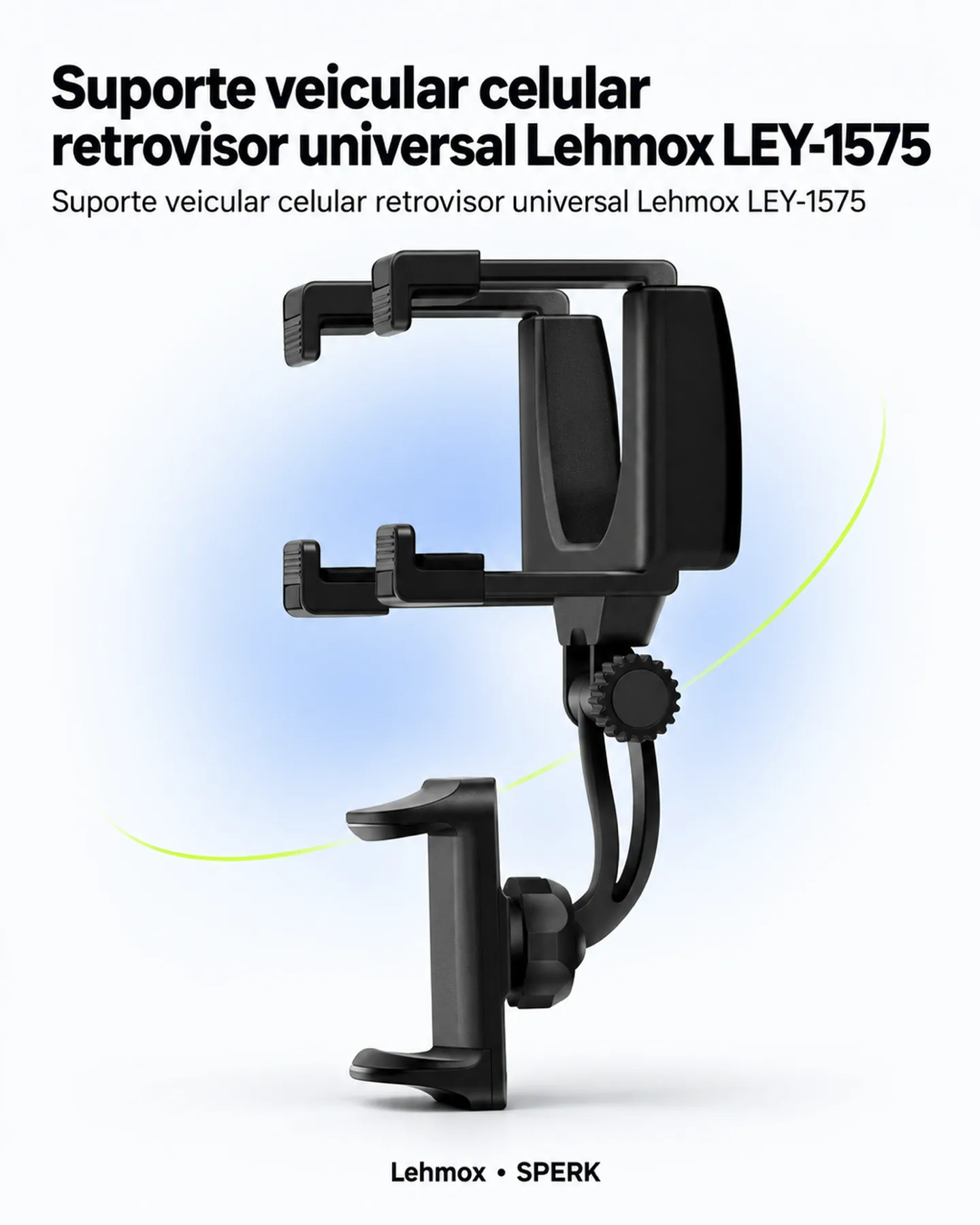 Suporte veicular celular retrovisor universal Lehmox LEY-1575 — painel 1