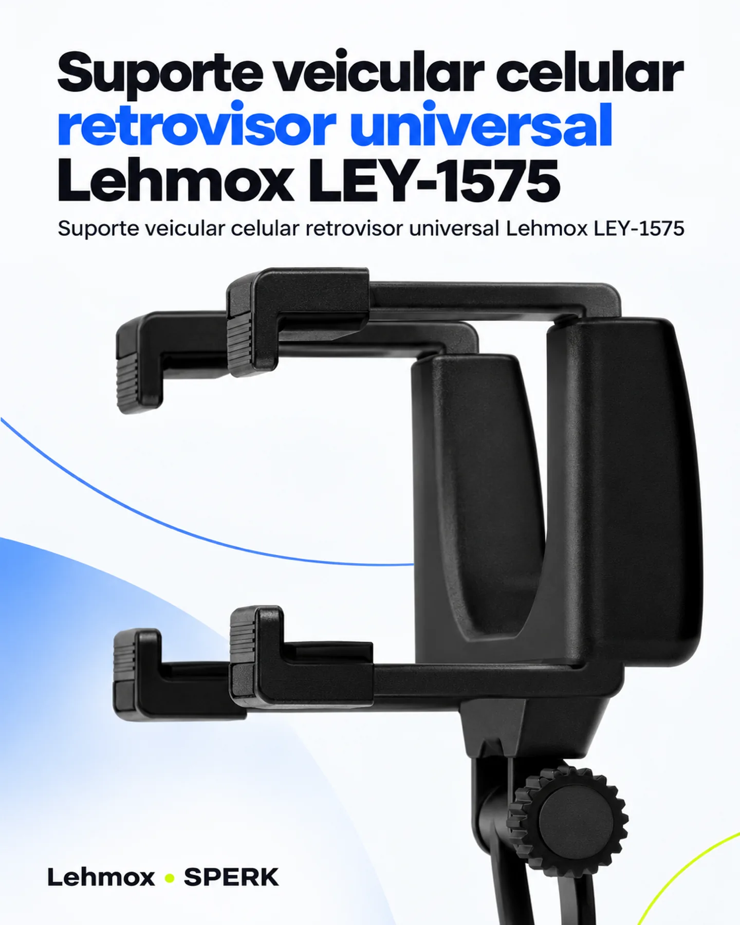 Suporte veicular celular retrovisor universal Lehmox LEY-1575 — painel 2