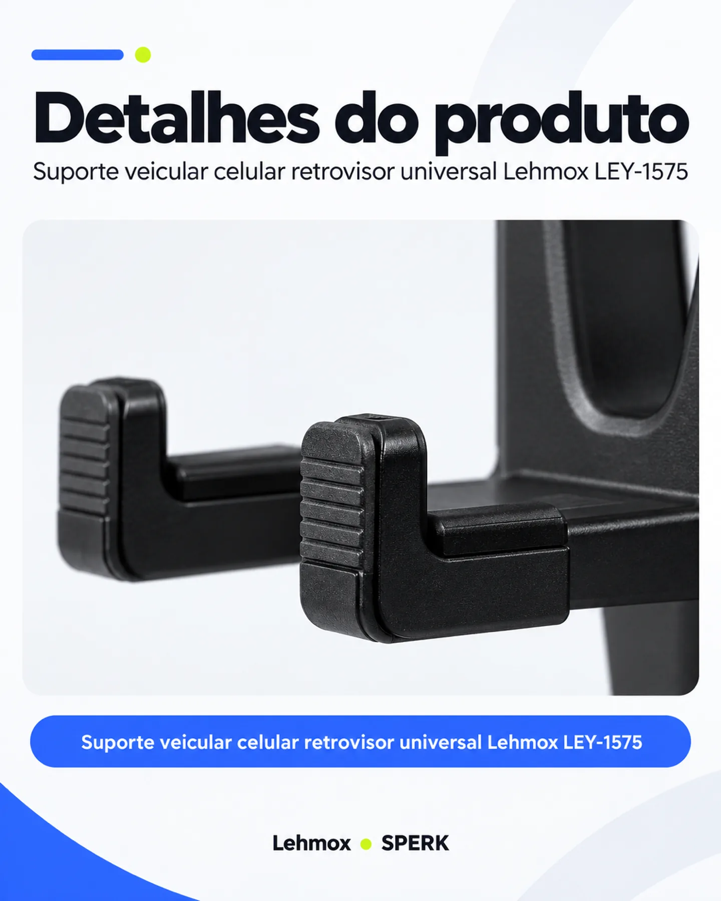 Suporte veicular celular retrovisor universal Lehmox LEY-1575 — painel 5