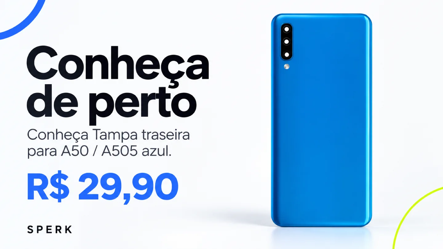 Tampa traseira para A50 / A505 azul — heroi descricao