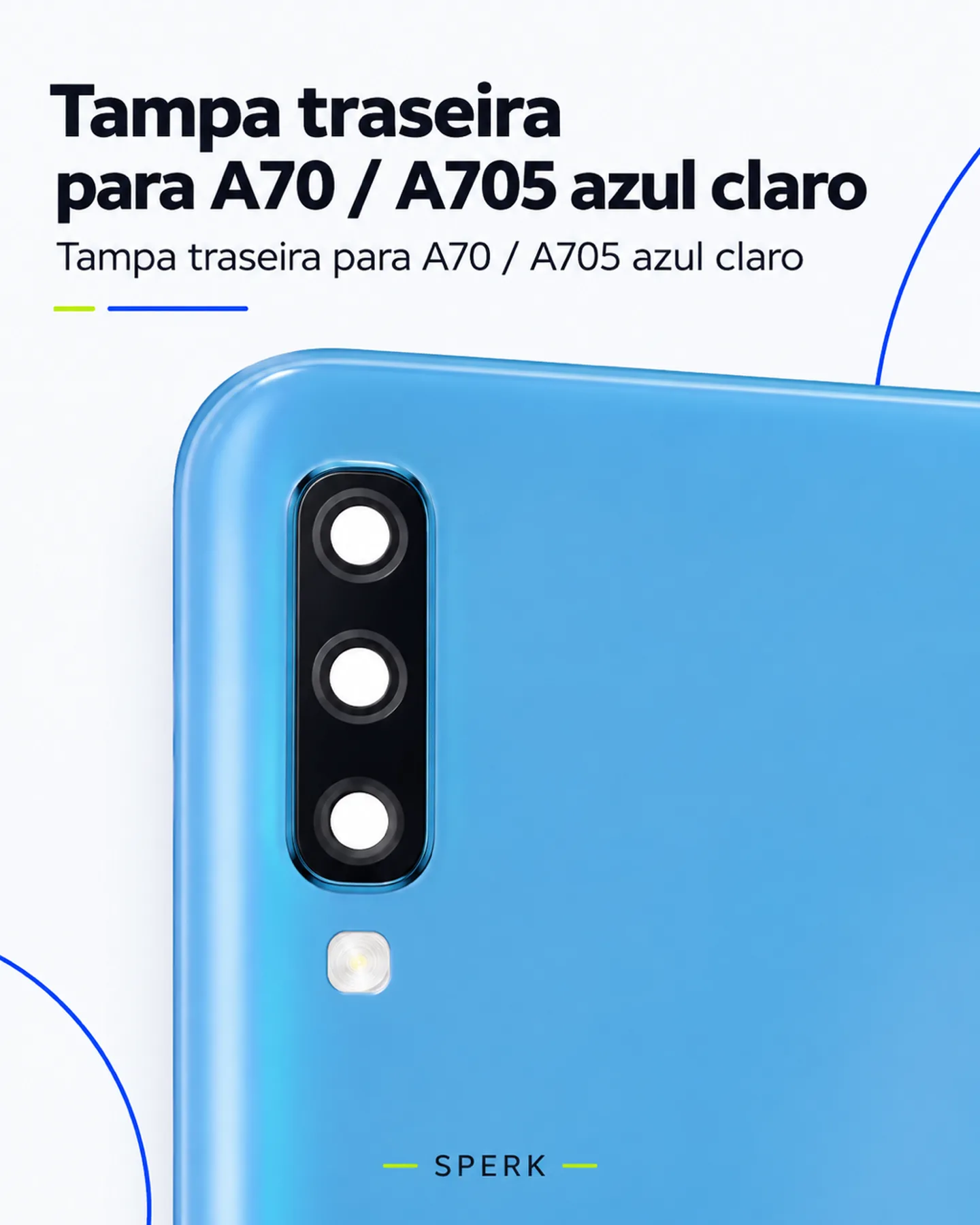 Tampa traseira para A70 / A705 azul claro — painel 2