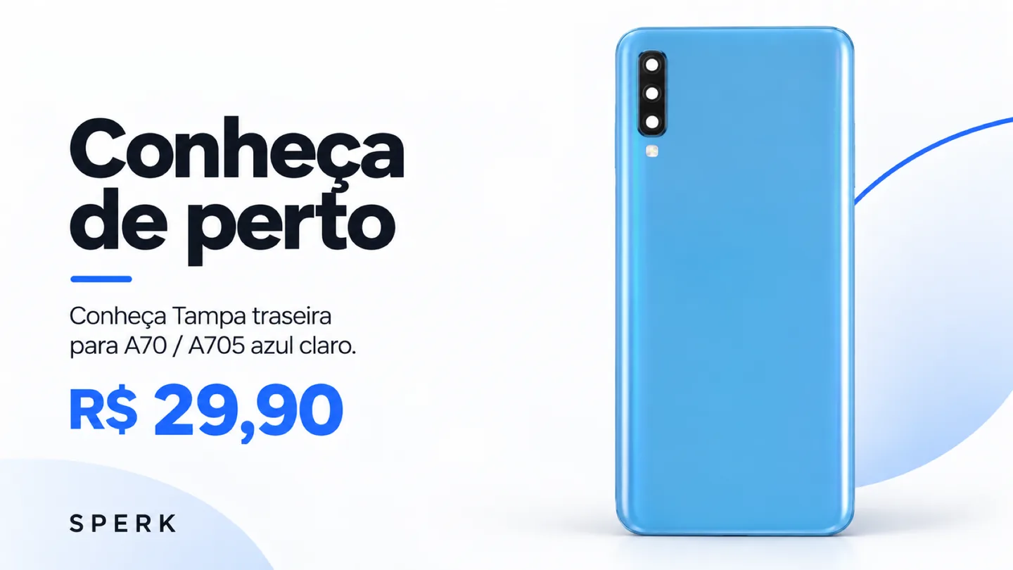 Tampa traseira para A70 / A705 azul claro — heroi descricao