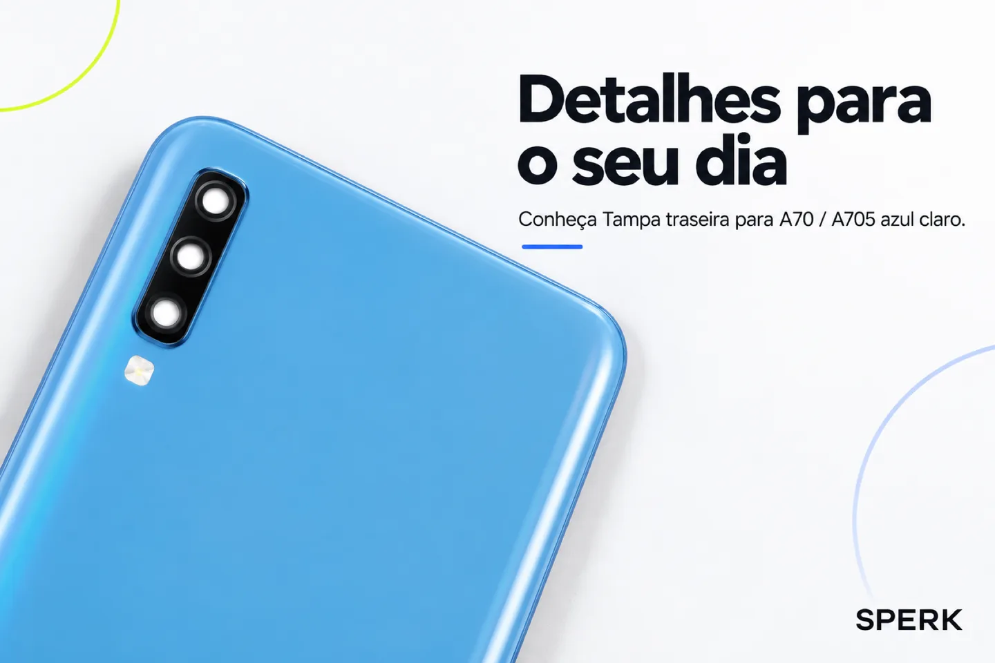 Tampa traseira para A70 / A705 azul claro — diferencial uso