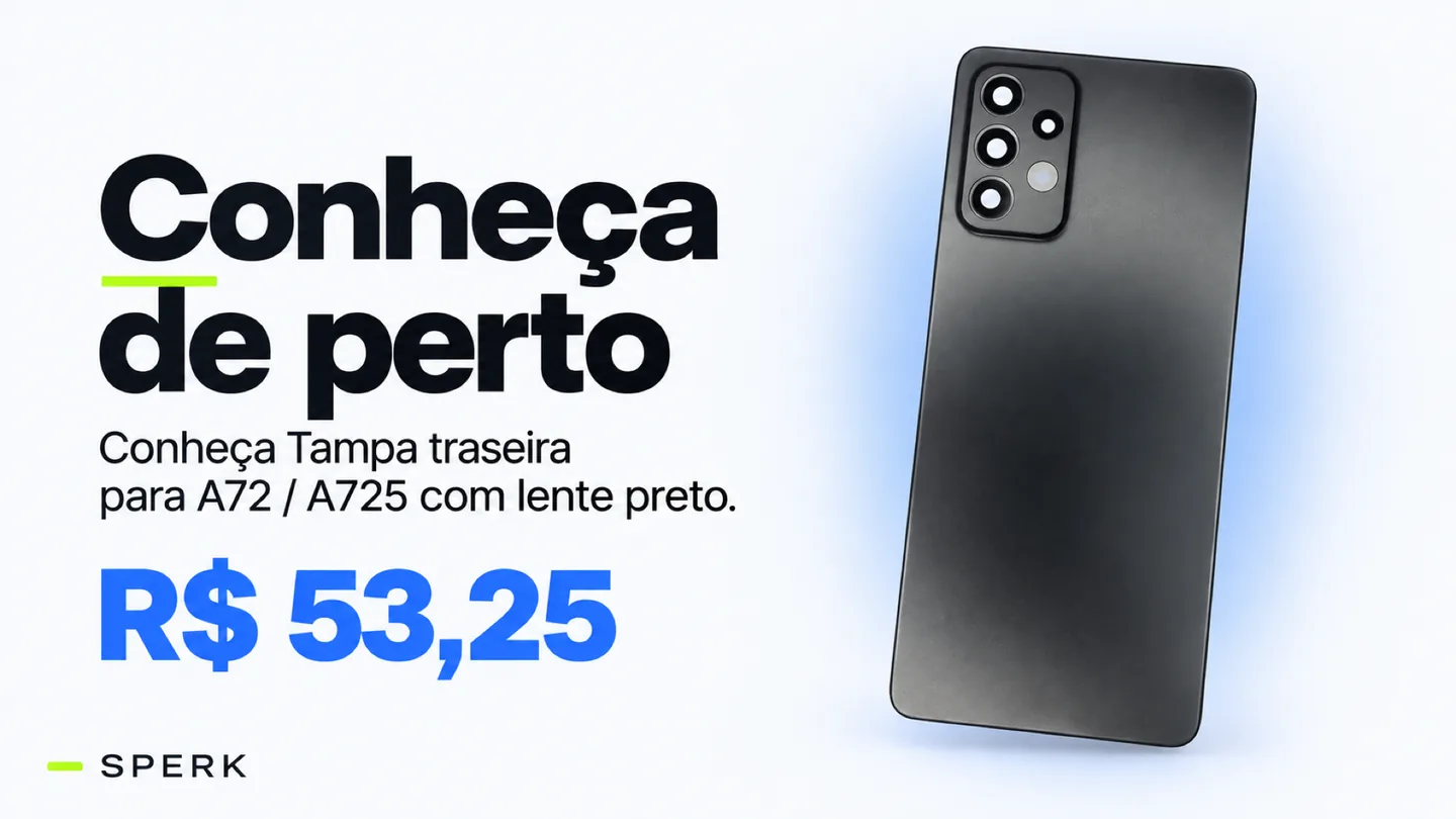 Tampa traseira para A72 / A725 com lente preto — heroi descricao