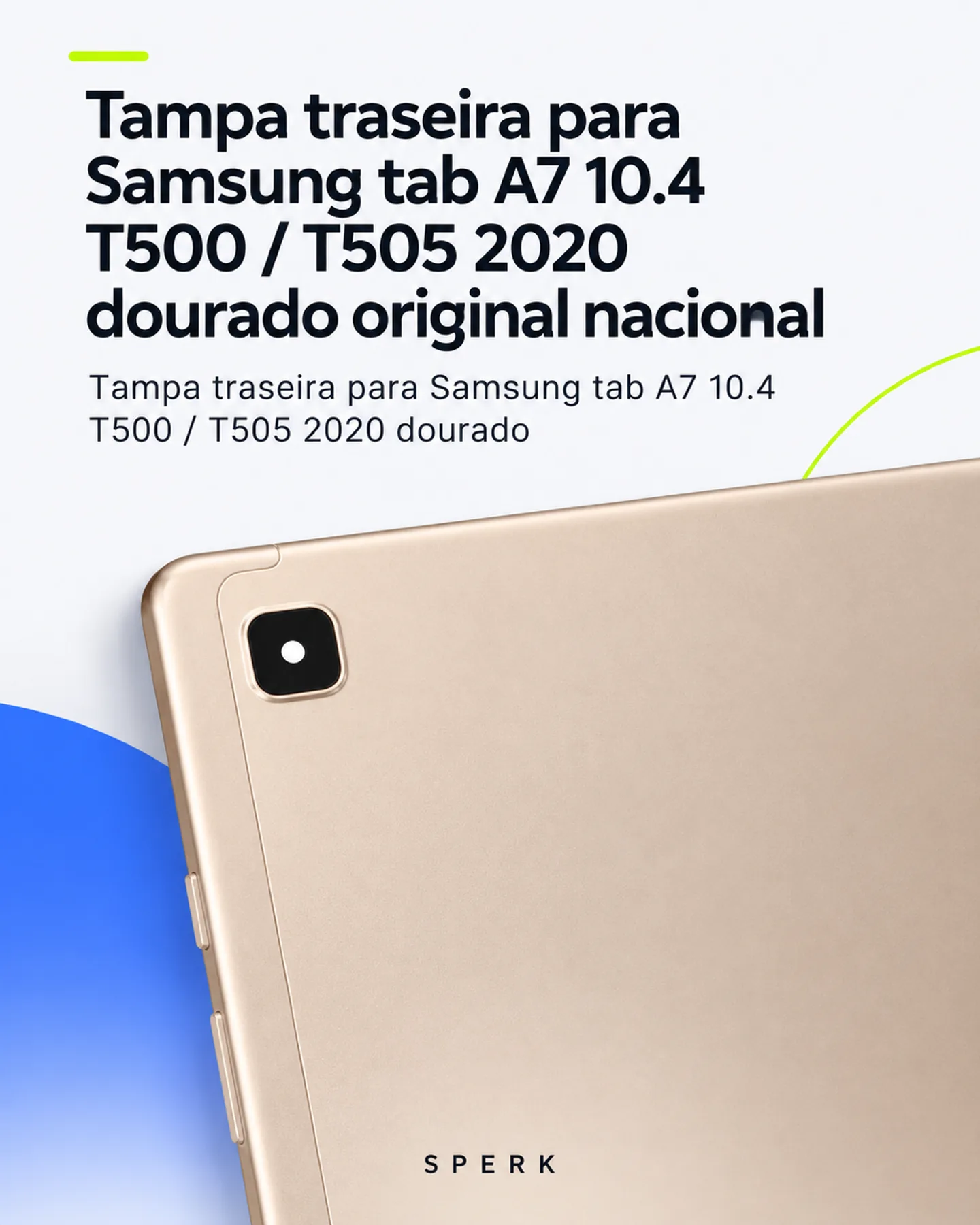 Tampa traseira para Samsung tab A7 10.4 T500 / T505 2020 dourado — painel 2