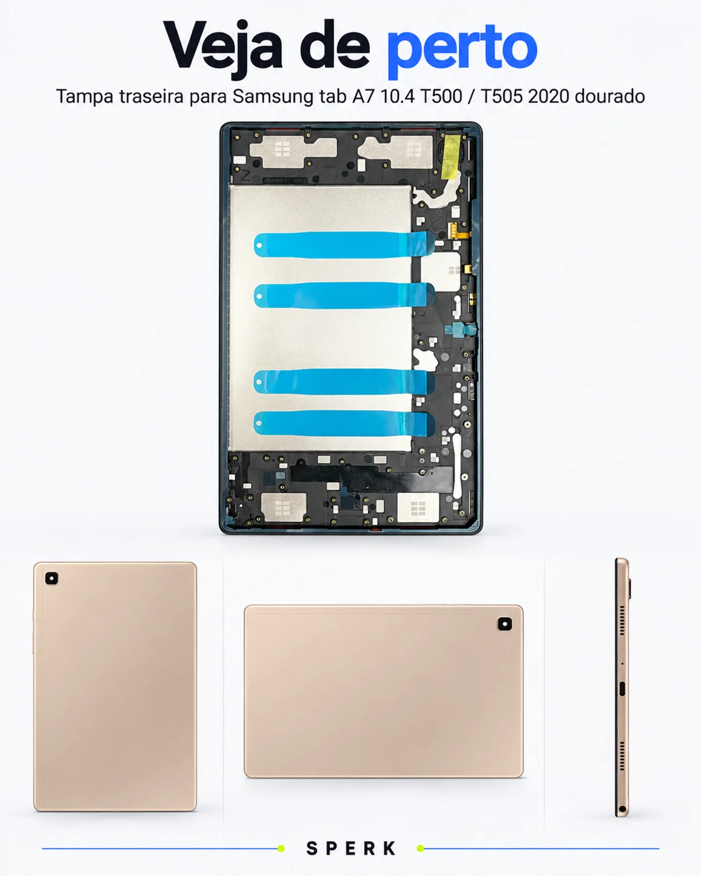 Tampa traseira para Samsung tab A7 10.4 T500 / T505 2020 dourado — painel 3