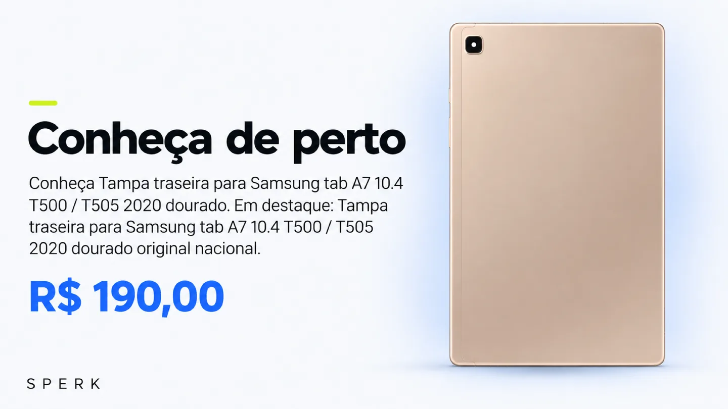 Tampa traseira para Samsung tab A7 10.4 T500 / T505 2020 dourado — heroi descricao