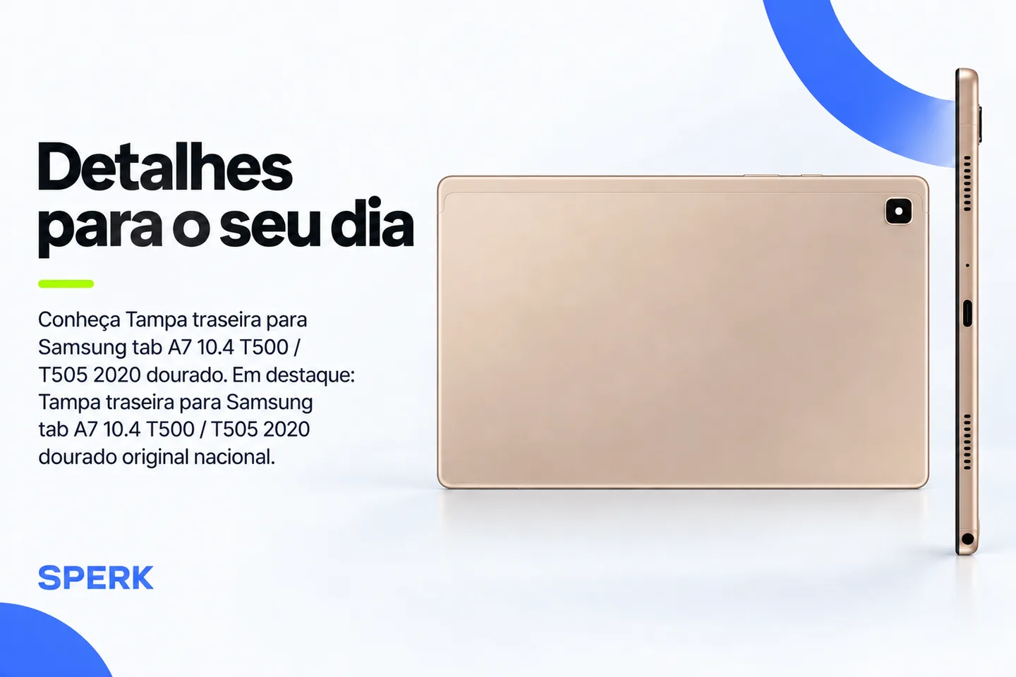 Tampa traseira para Samsung tab A7 10.4 T500 / T505 2020 dourado — diferencial uso