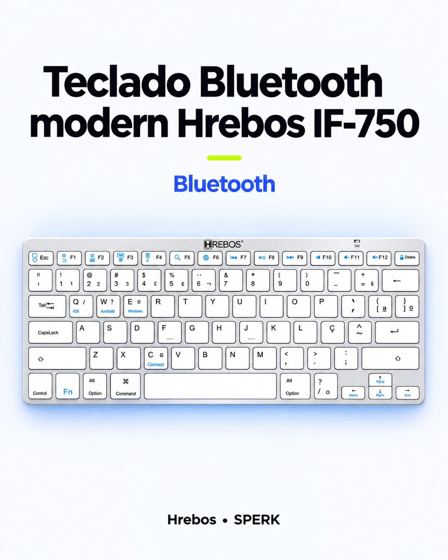 Teclado Bluetooth modern Hrebos IF-750 — painel 1