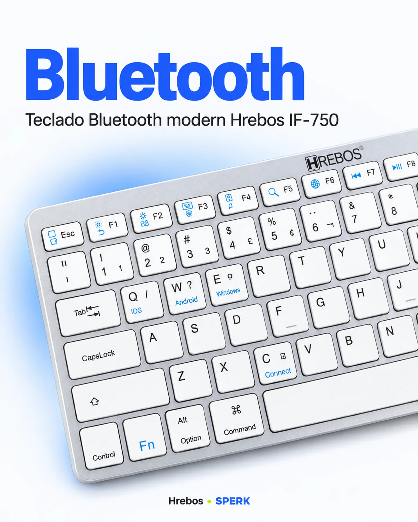 Teclado Bluetooth modern Hrebos IF-750 — painel 2