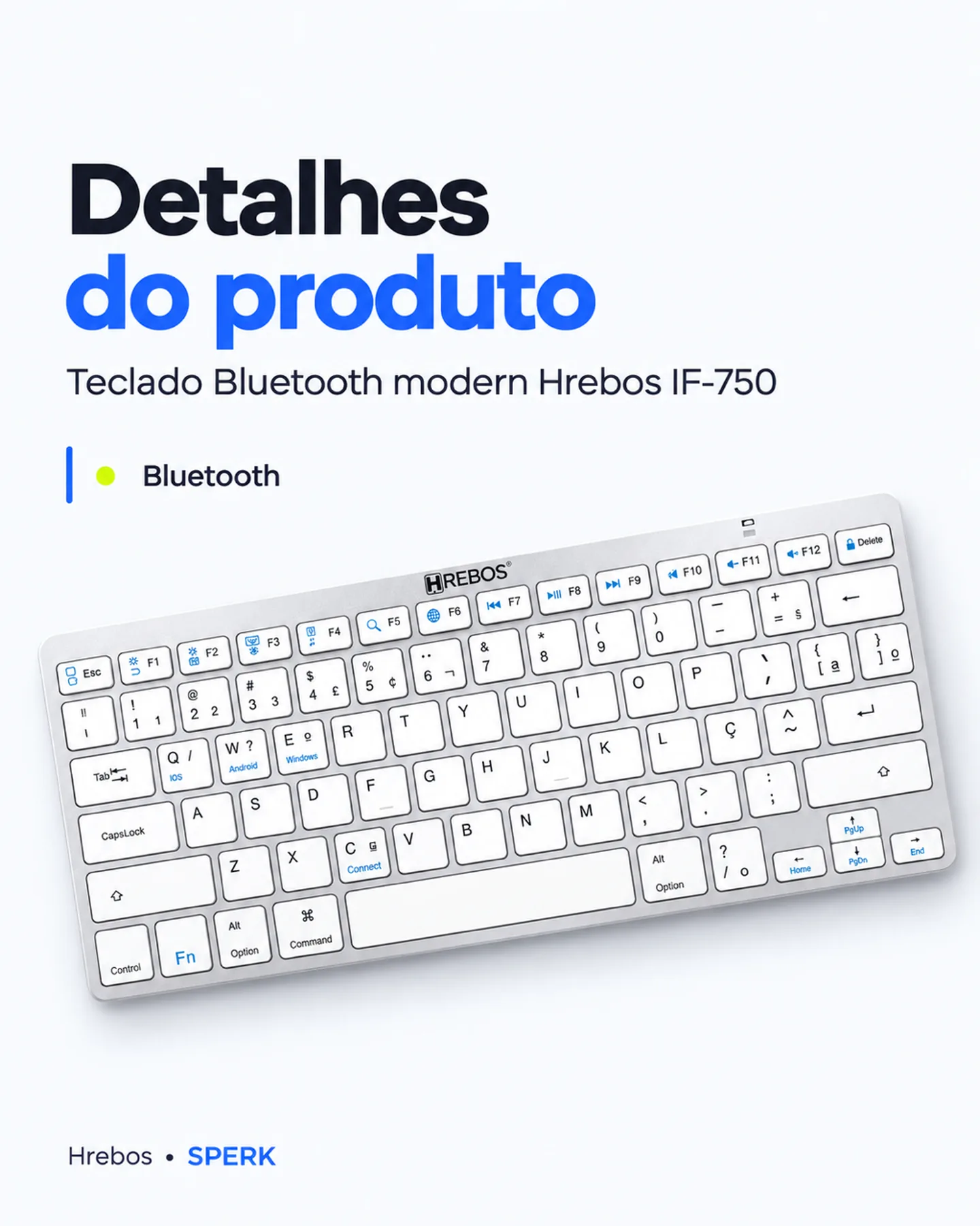 Teclado Bluetooth modern Hrebos IF-750 — painel 4