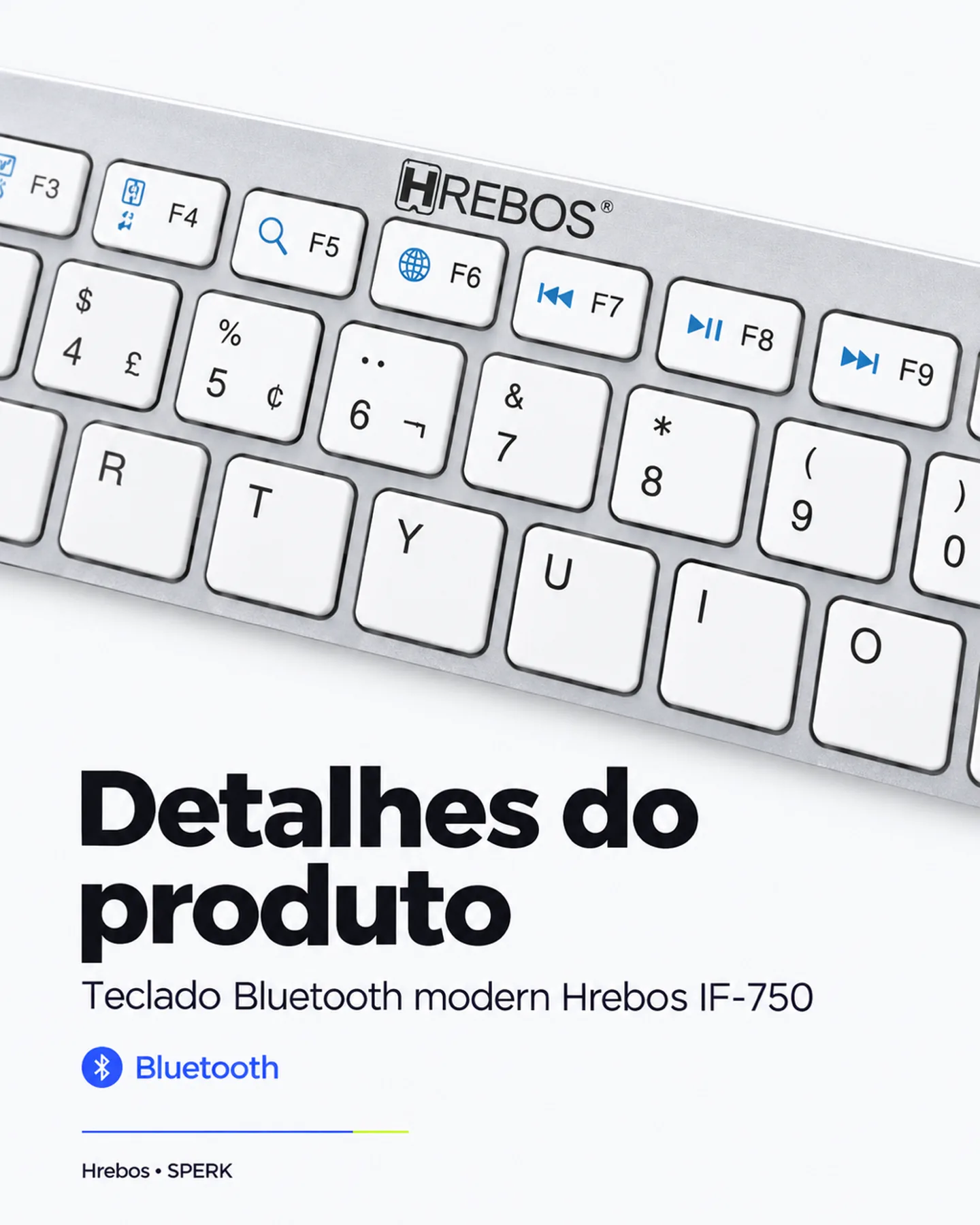 Teclado Bluetooth modern Hrebos IF-750 — painel 5