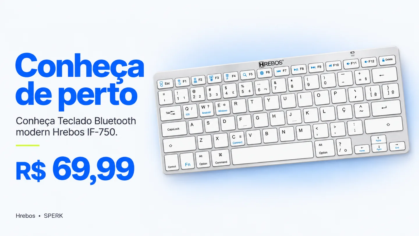 Teclado Bluetooth modern Hrebos IF-750 — heroi descricao