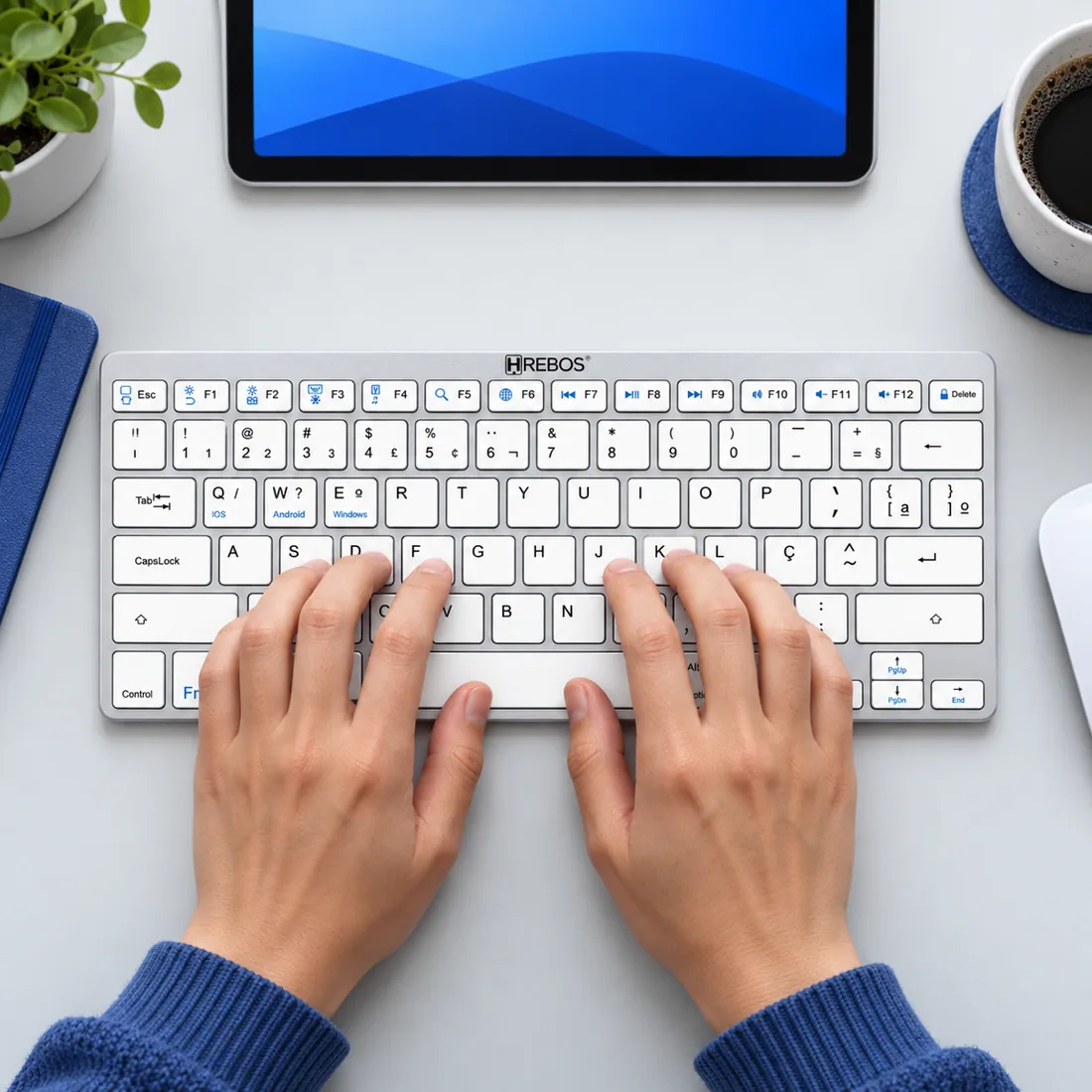 Teclado Bluetooth modern Hrebos IF-750 — uso