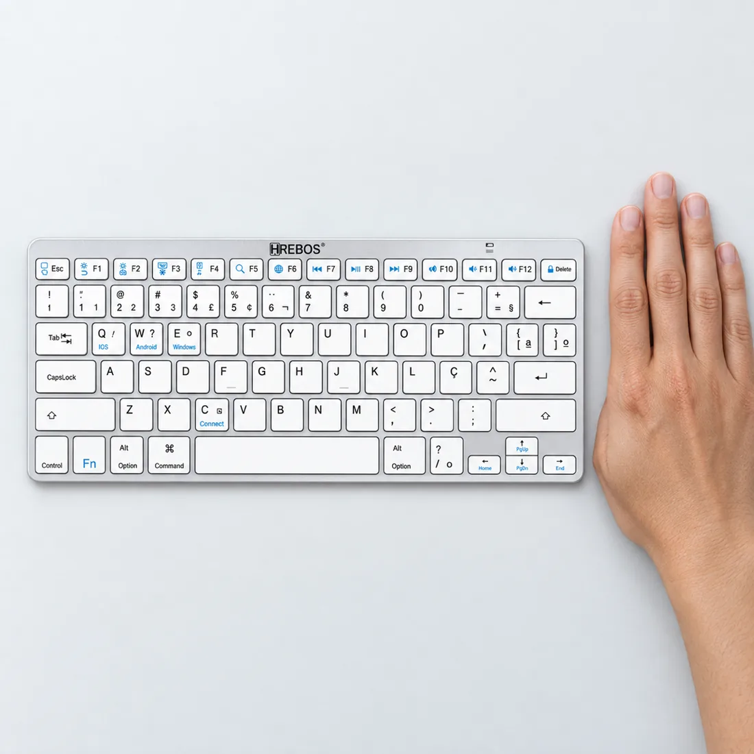 Teclado Bluetooth modern Hrebos IF-750 — escala