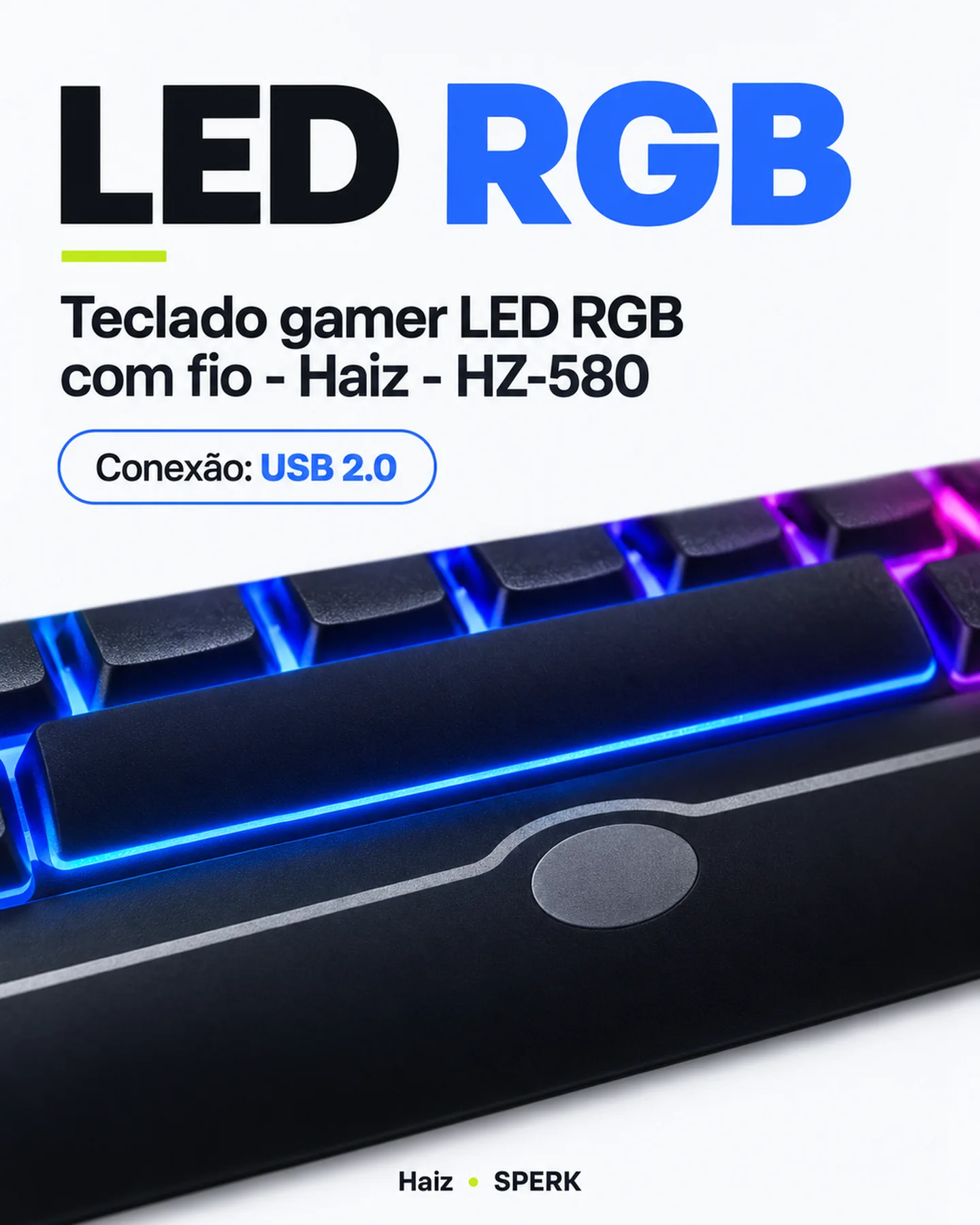 Teclado gamer LED RGB com fio - Haiz - HZ-580 — painel 2