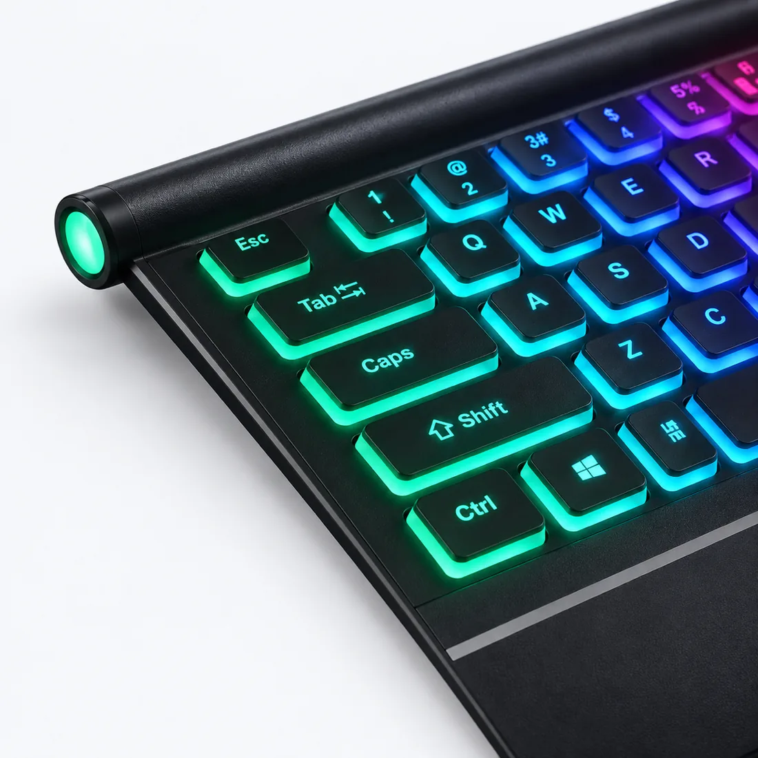 Teclado gamer LED RGB com fio - Haiz - HZ-580 — verso lateral