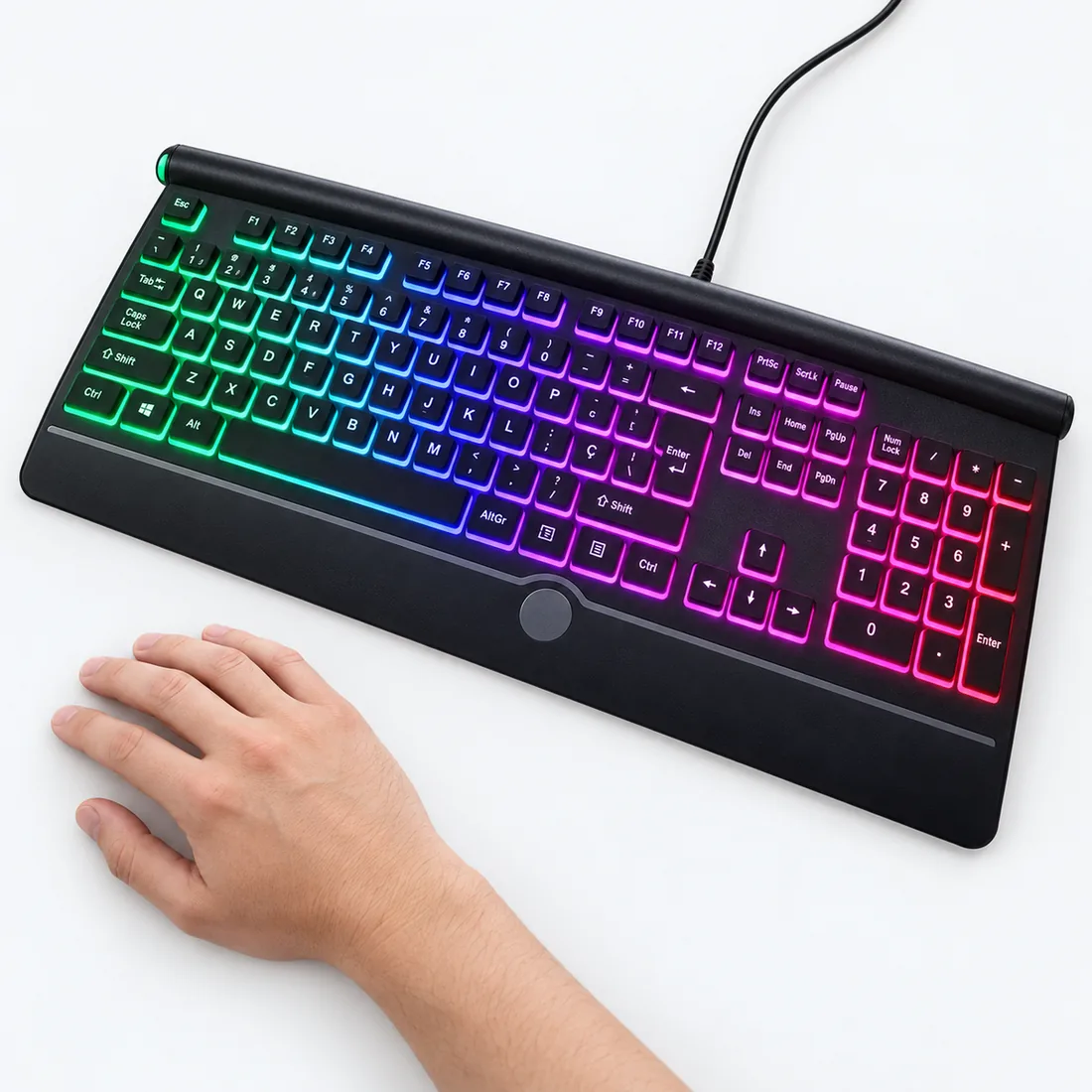 Teclado gamer LED RGB com fio - Haiz - HZ-580 — escala