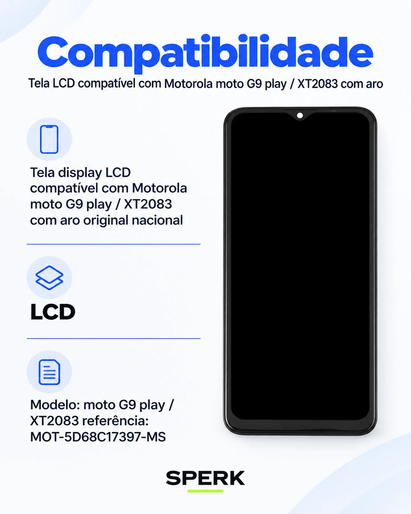 Tela LCD compatível com Motorola moto G9 play / XT2083 com aro — painel 4