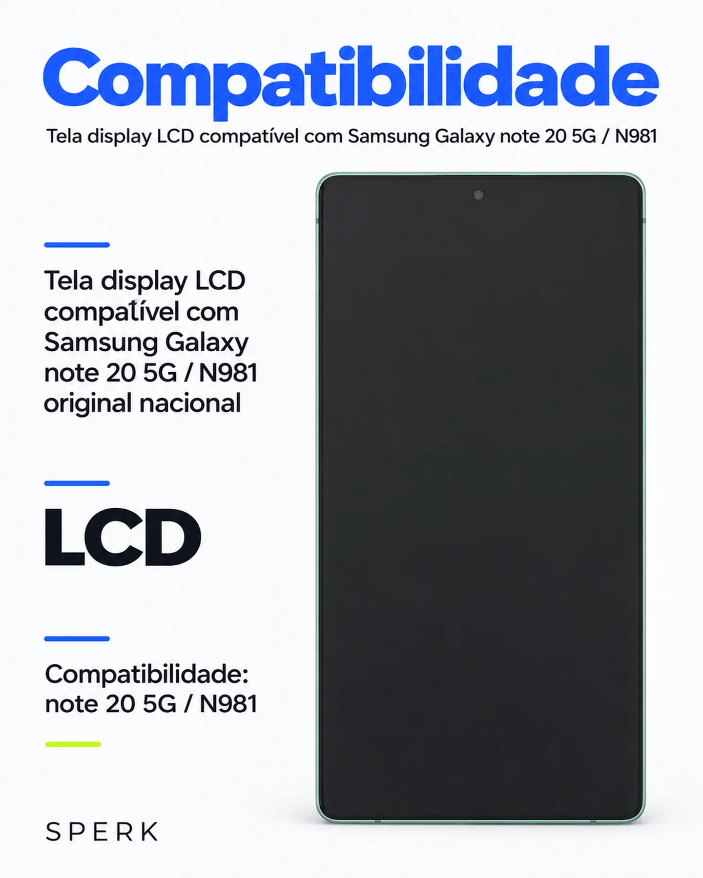 Tela display LCD compatível com Samsung Galaxy note 20 5G / N981 — painel 4