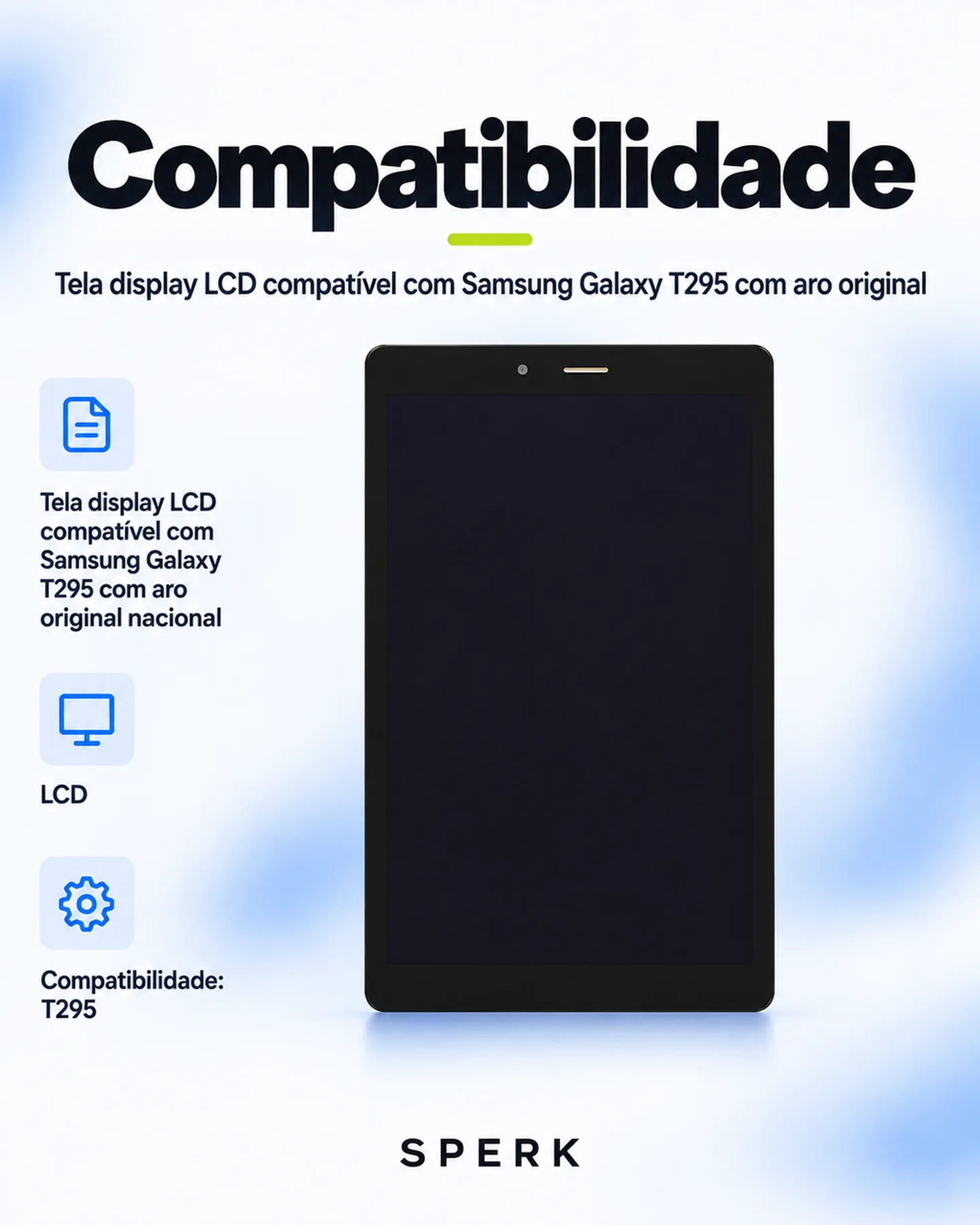 Tela display LCD compatível com Samsung Galaxy T295 com aro original — painel 4