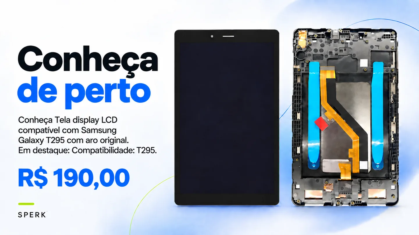 Tela display LCD compatível com Samsung Galaxy T295 com aro original — heroi descricao