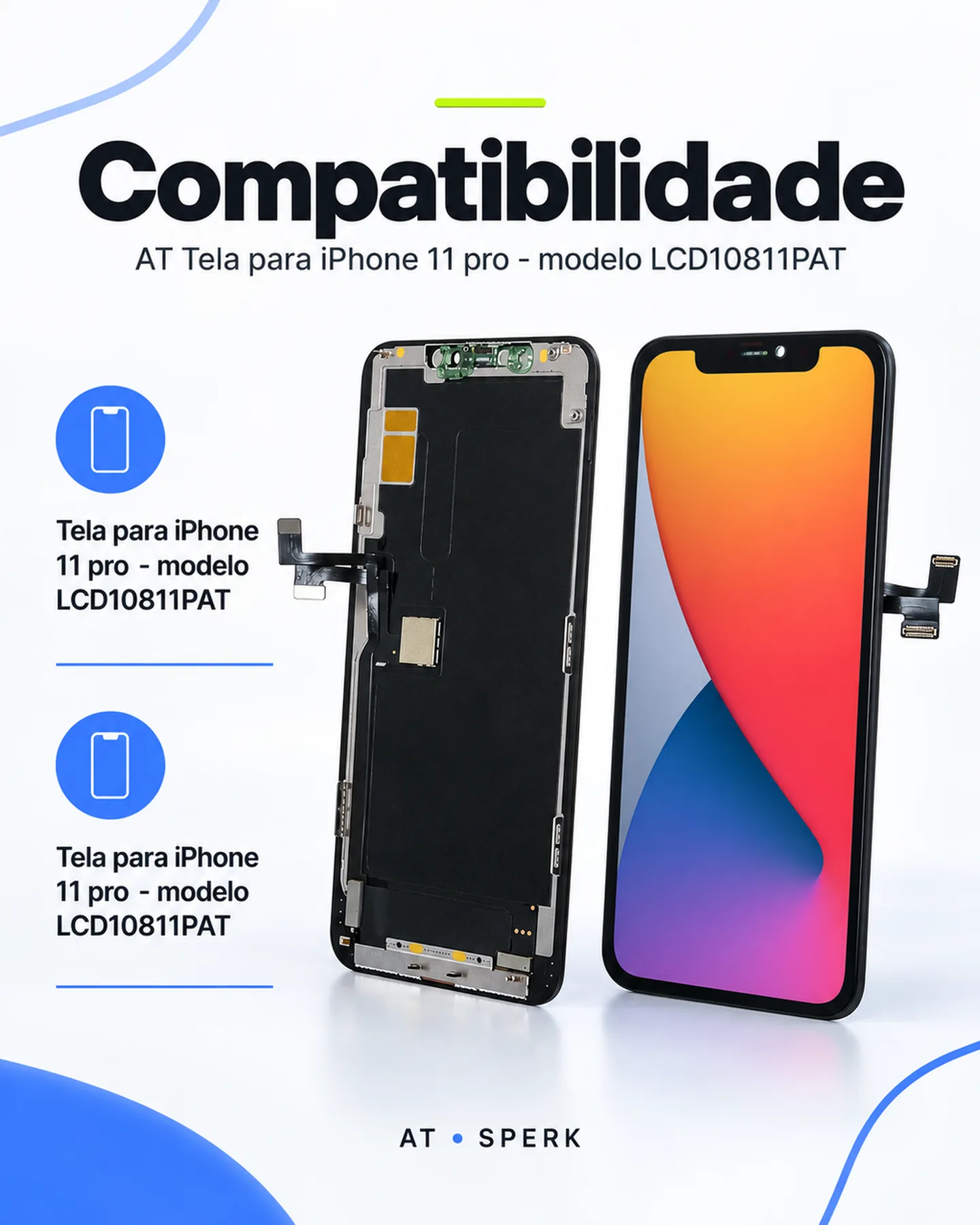 AT Tela para iPhone 11 pro - modelo LCD10811PAT — painel 4