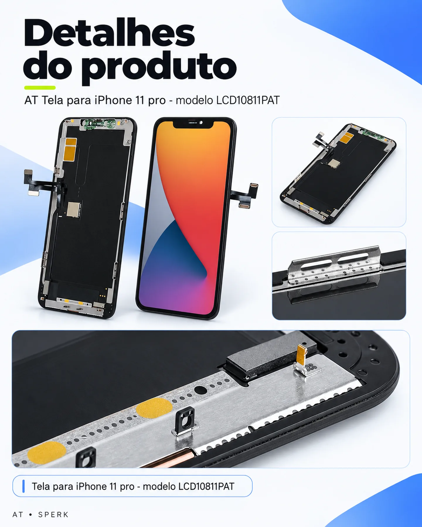 AT Tela para iPhone 11 pro - modelo LCD10811PAT — painel 5